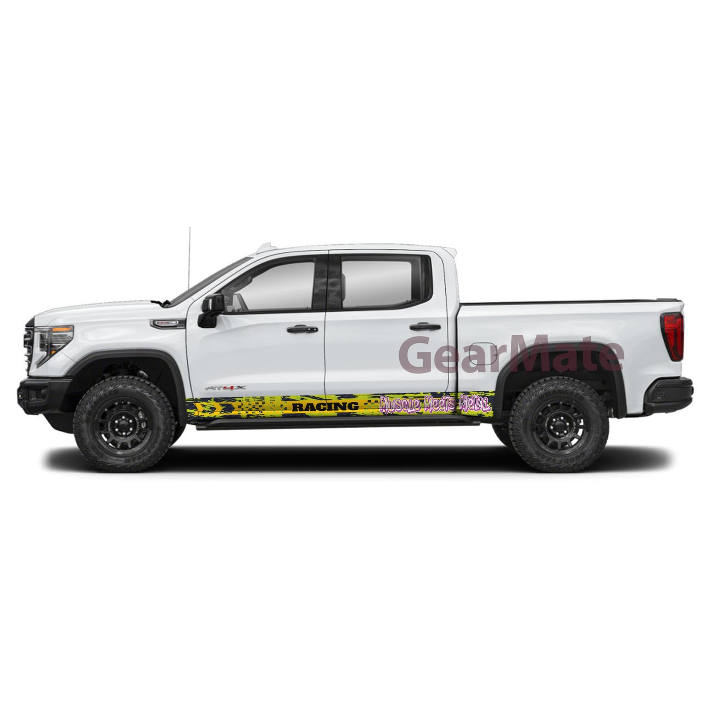 Muscle Meets Metal Rocker Panel Graphic Decal Kit (Left & Right Sides) - High Quality Vinyl for Trucks & SUVs