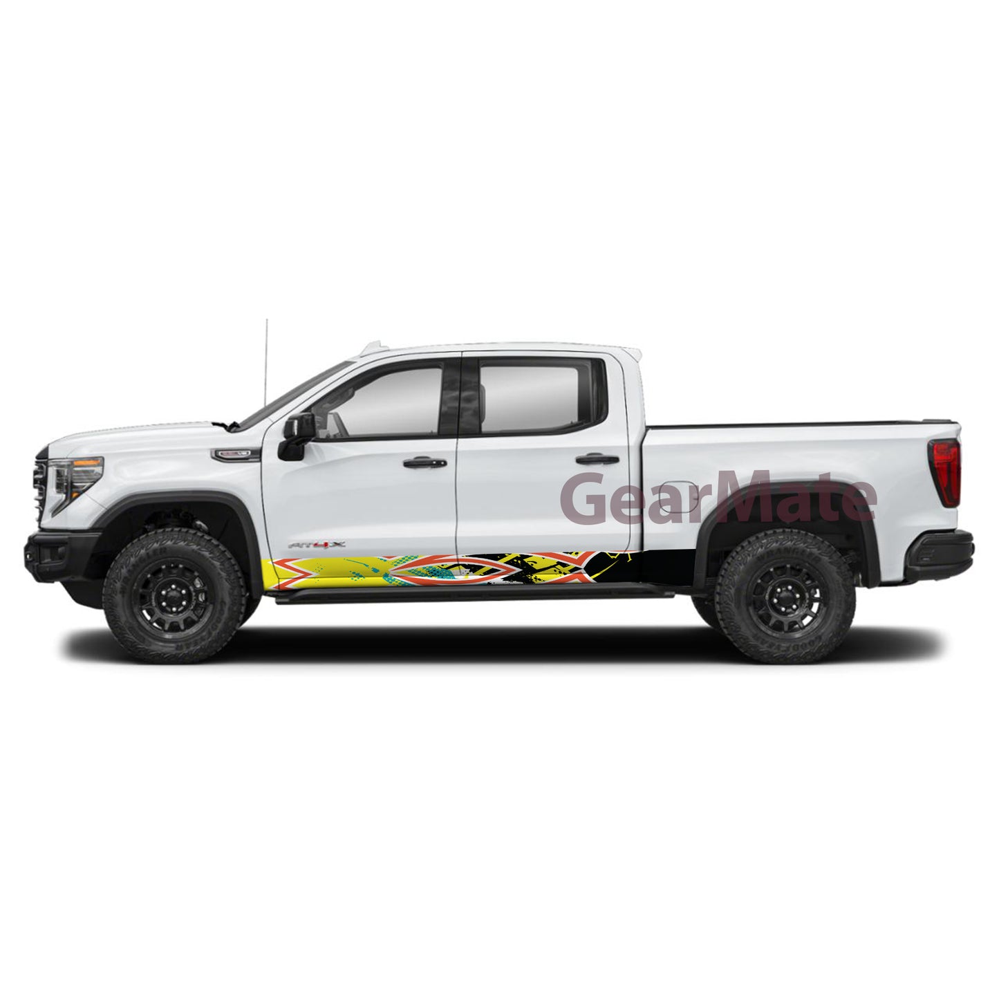 Racing Pinstripe Orange Yellow Rocker Panel Graphic Decal Kit (Left & Right Sides) - High Quality Vinyl for Trucks & SUVs