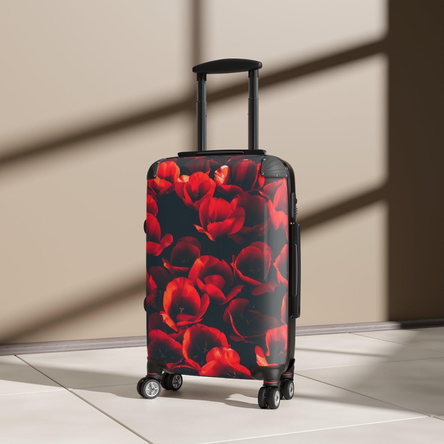 Nature Flowers Floral Red Tulips Art Carry-On Suitcase - Stylish Luggage for Travelers