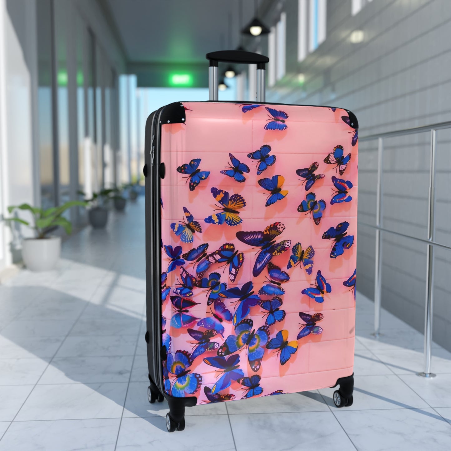 Nature Butterflies Blue Pink Art Carry-On Suitcase - Stylish Luggage for Travelers