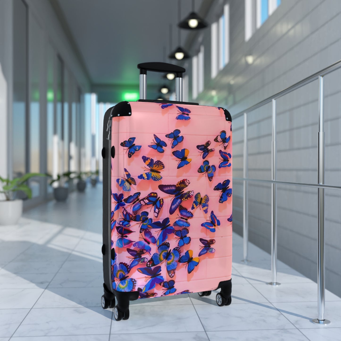 Nature Butterflies Blue Pink Art Carry-On Suitcase - Stylish Luggage for Travelers