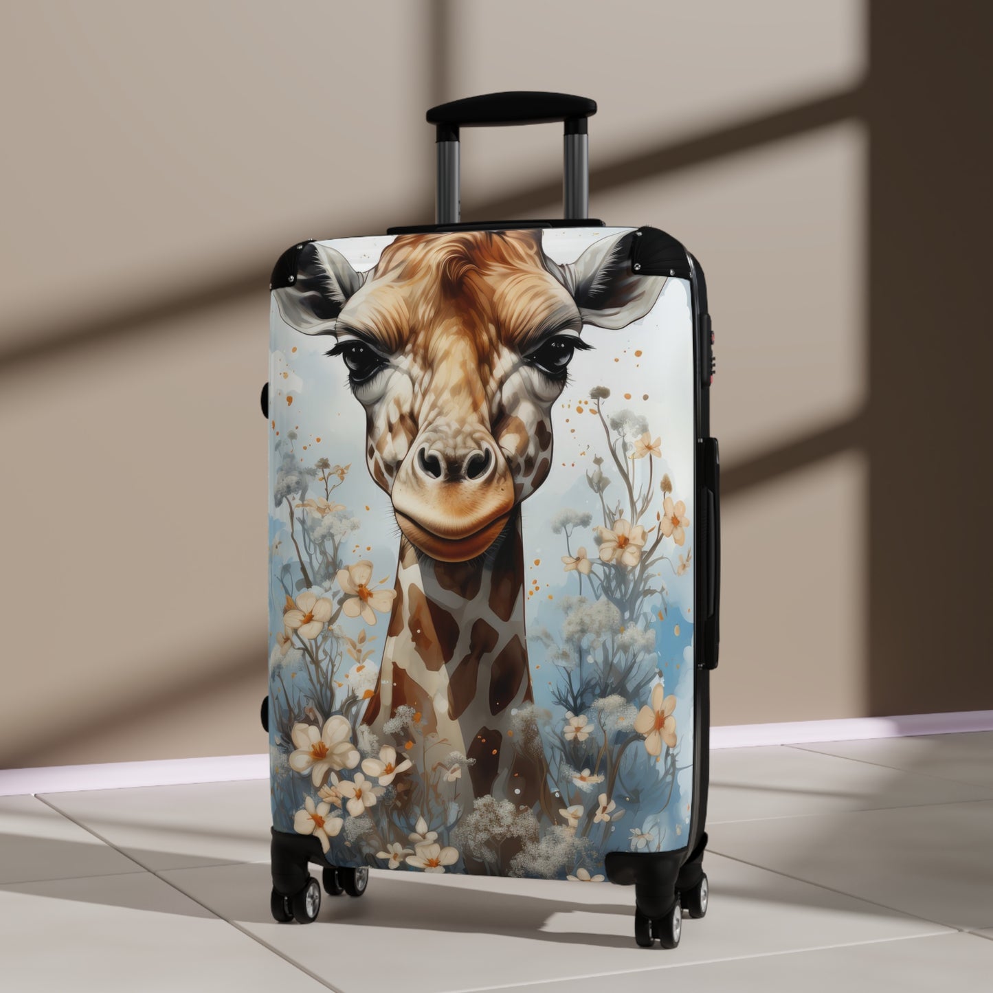 Nature Giraffe Floral Flowers Art Carry-On Suitcase - Stylish Luggage for Travelers