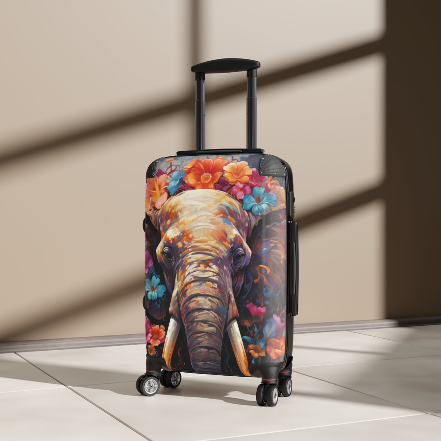 Nature Elephant Floral Flowers Art Carry-On Suitcase - Stylish Luggage for Travelers