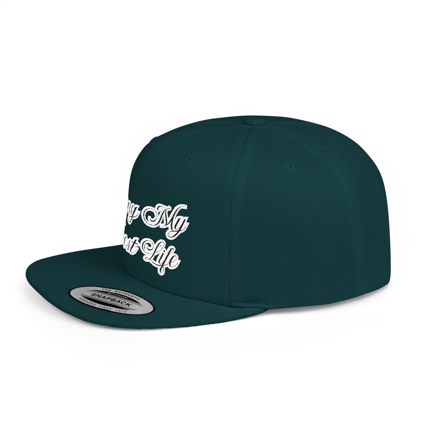Text Living My Best Life Flat Bill Snapback – Lightweight, Custom Fit, Premium Quality