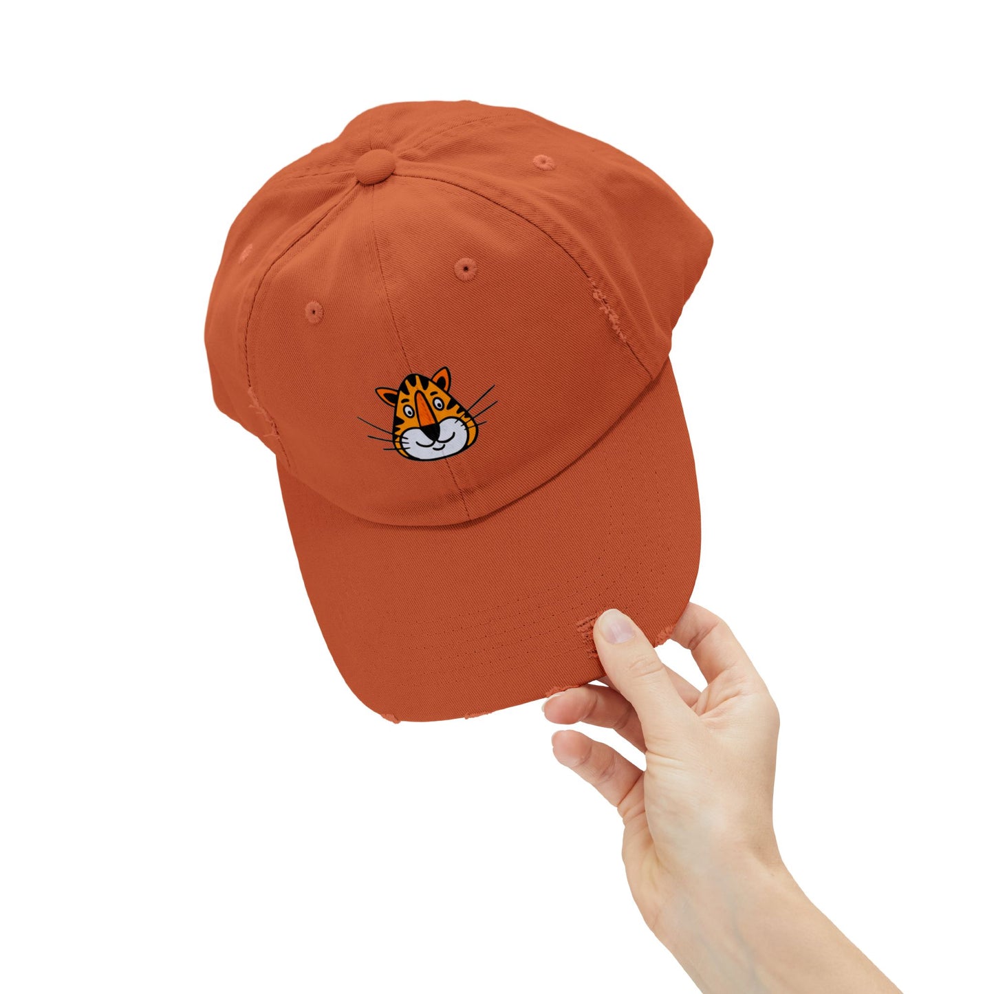 Tiger Face Vintage Distressed Dad Hat Unisex Adjustable Cotton Twill Baseball Cap for Casual Everyday Wear