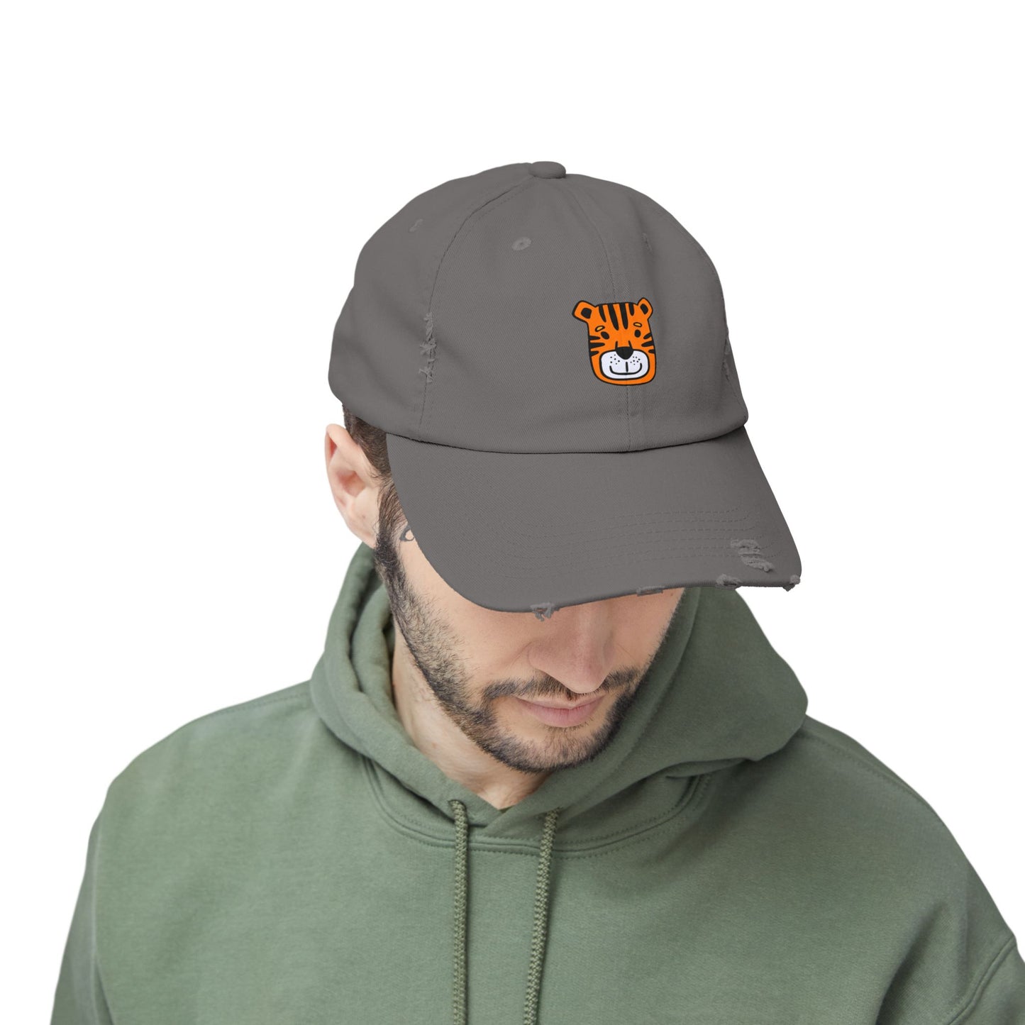 Tiger Orange Vintage Distressed Dad Hat Unisex Adjustable Cotton Twill Baseball Cap for Casual Everyday Wear