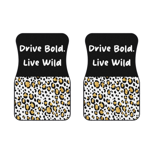 Leopard Pattern Drive Bold Live Wild Car Floor Mats – 2-Piece Front Set, Durable & Stylish, Universal Fit