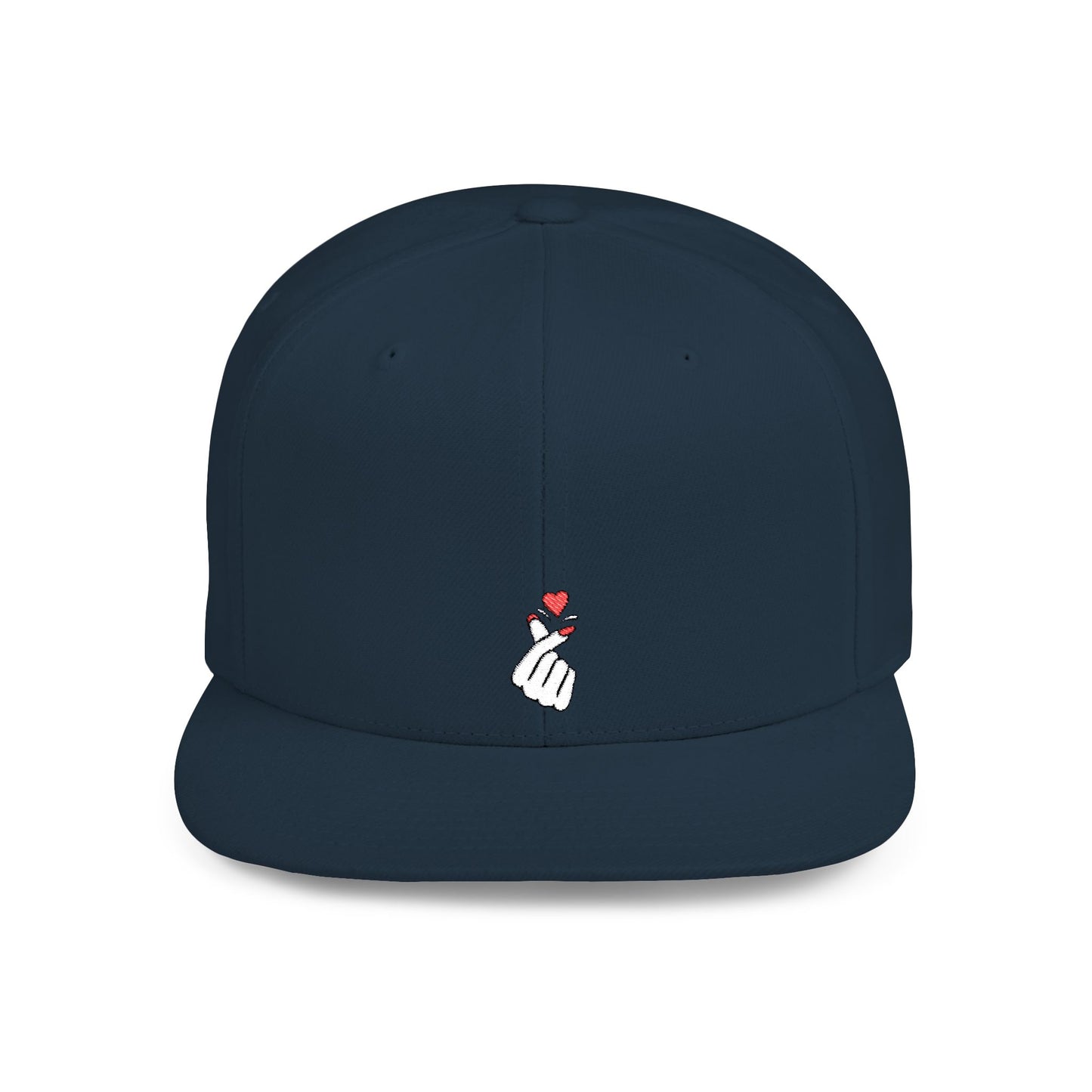 Icons Embroidered Heart Hand Gesture Flat Bill Snapback – Lightweight, Custom Fit, Premium Quality
