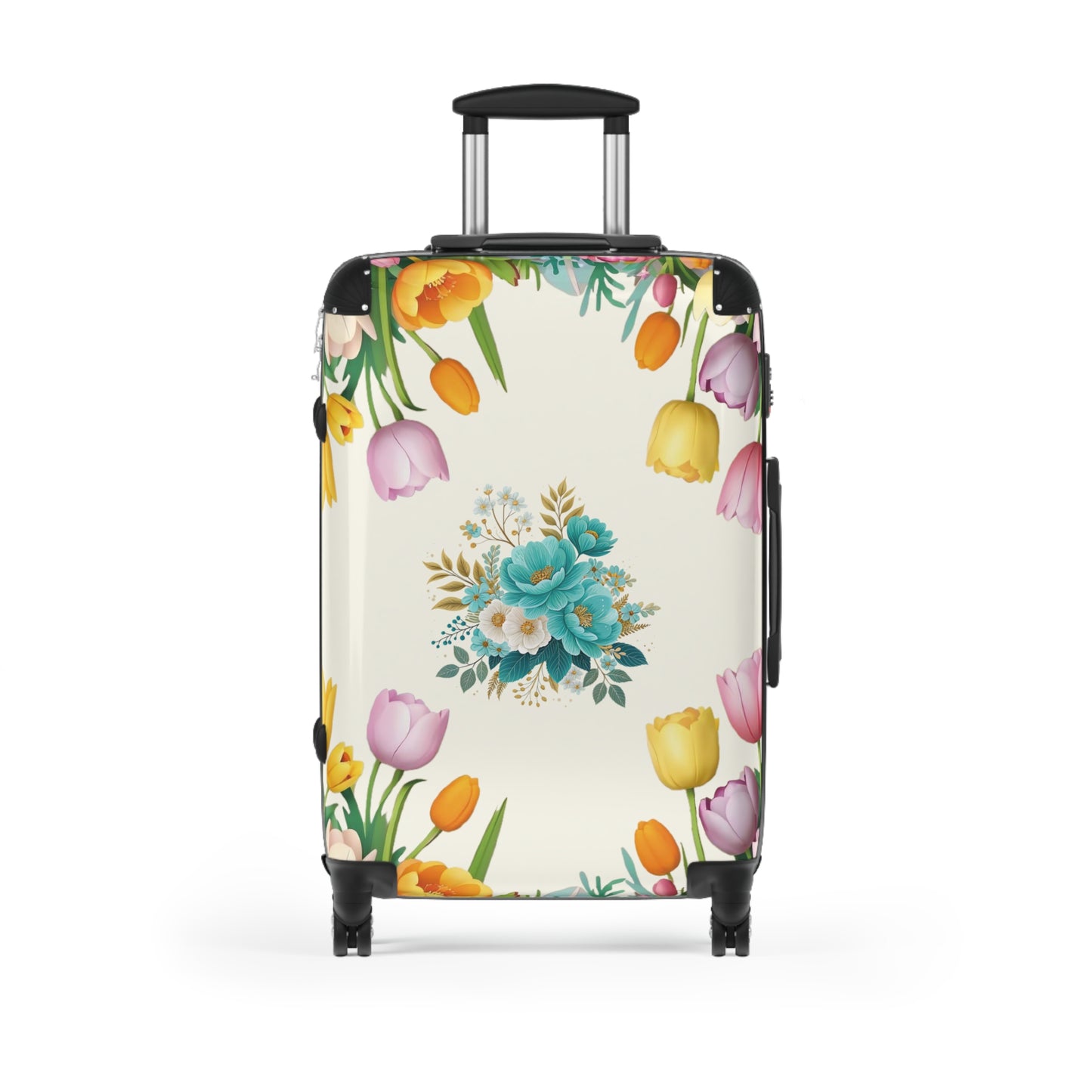 Nature Flowers Floral Blue Tulip Background Art Carry-On Suitcase - Stylish Luggage for Travelers