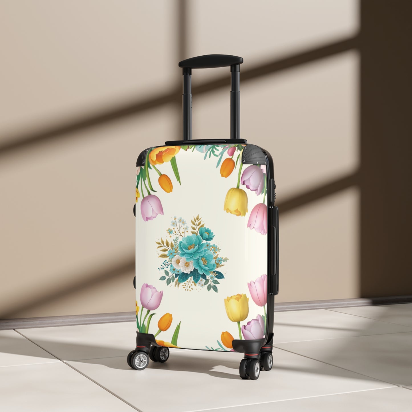 Nature Flowers Floral Blue Tulip Background Art Carry-On Suitcase - Stylish Luggage for Travelers