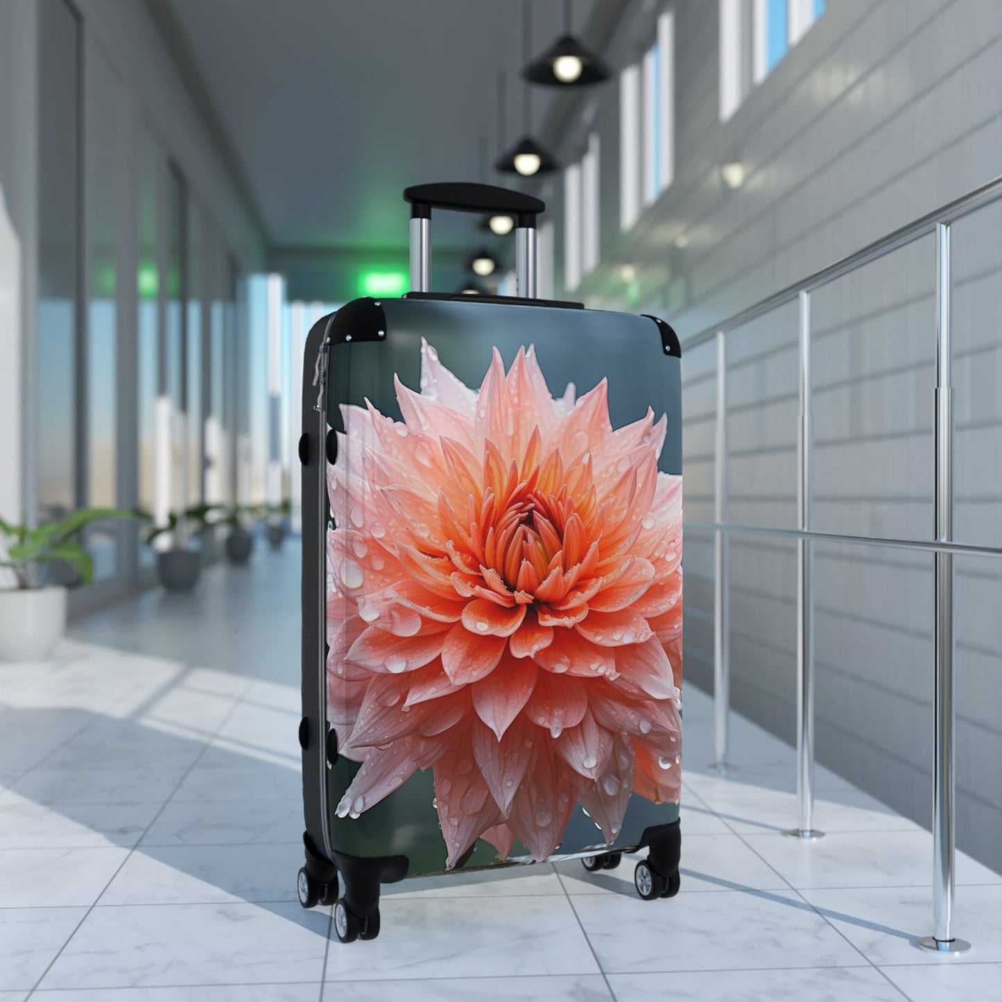 Nature Flowers Floral Pink Rain Drops Carry-On Suitcase - Stylish Luggage for Travelers
