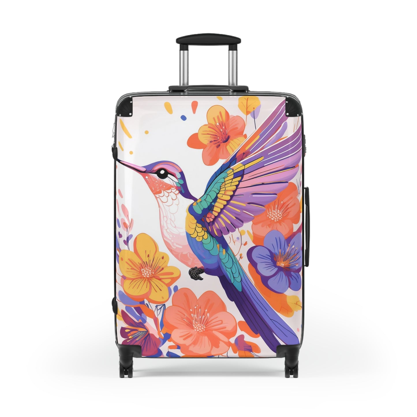 Nature Flowers Floral Hummingbird in Flight Art Carry-On Suitcase - Stylish Luggage for Travelers