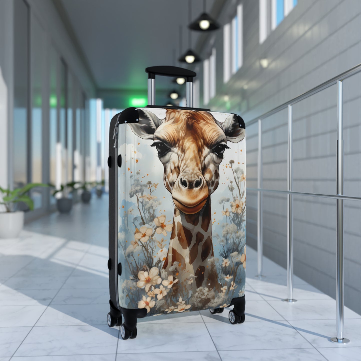 Nature Giraffe Floral Flowers Art Carry-On Suitcase - Stylish Luggage for Travelers