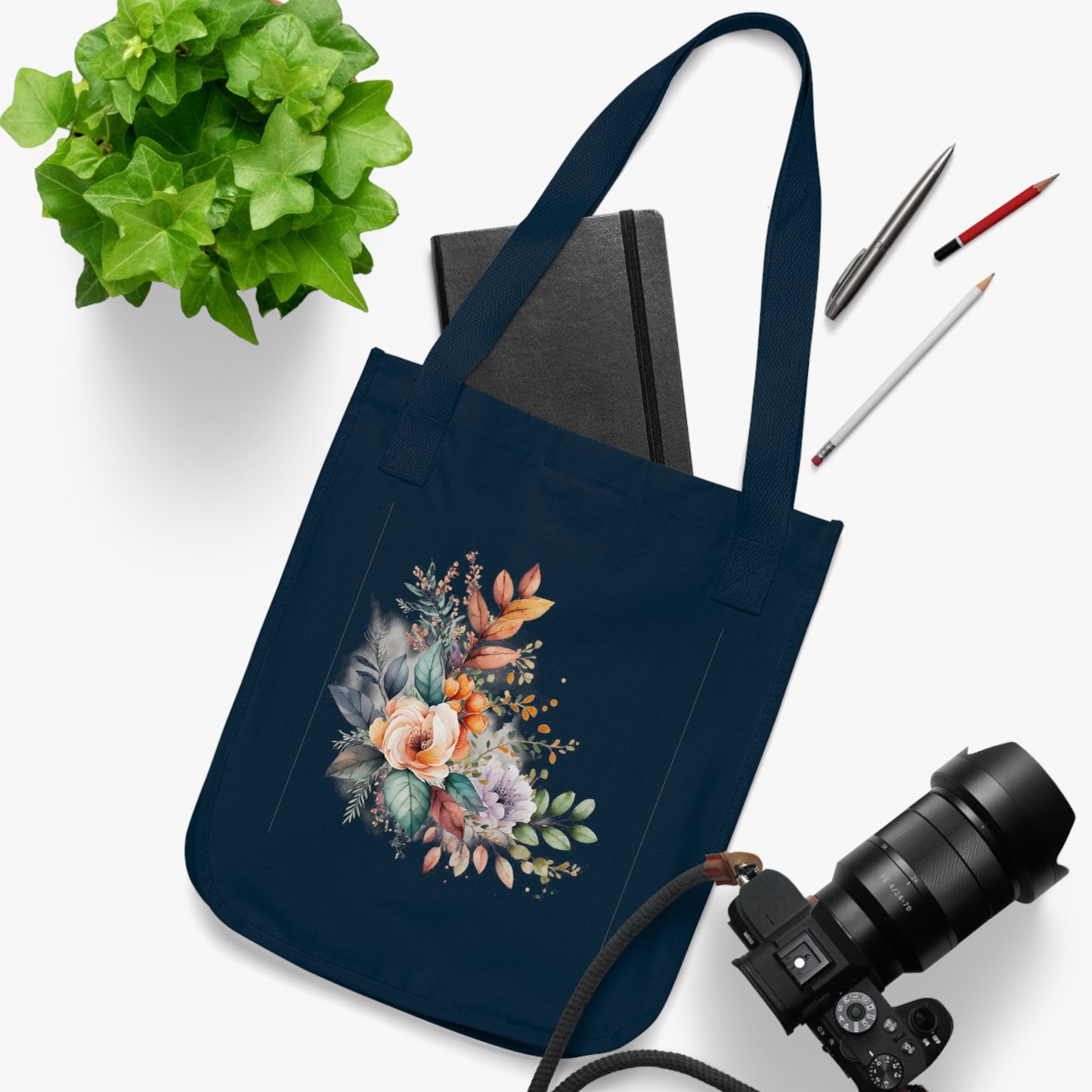 Flowers Watercolor Floral Organic Canvas Tote Bag - Eco-Friendly Carryall for Everyday Use