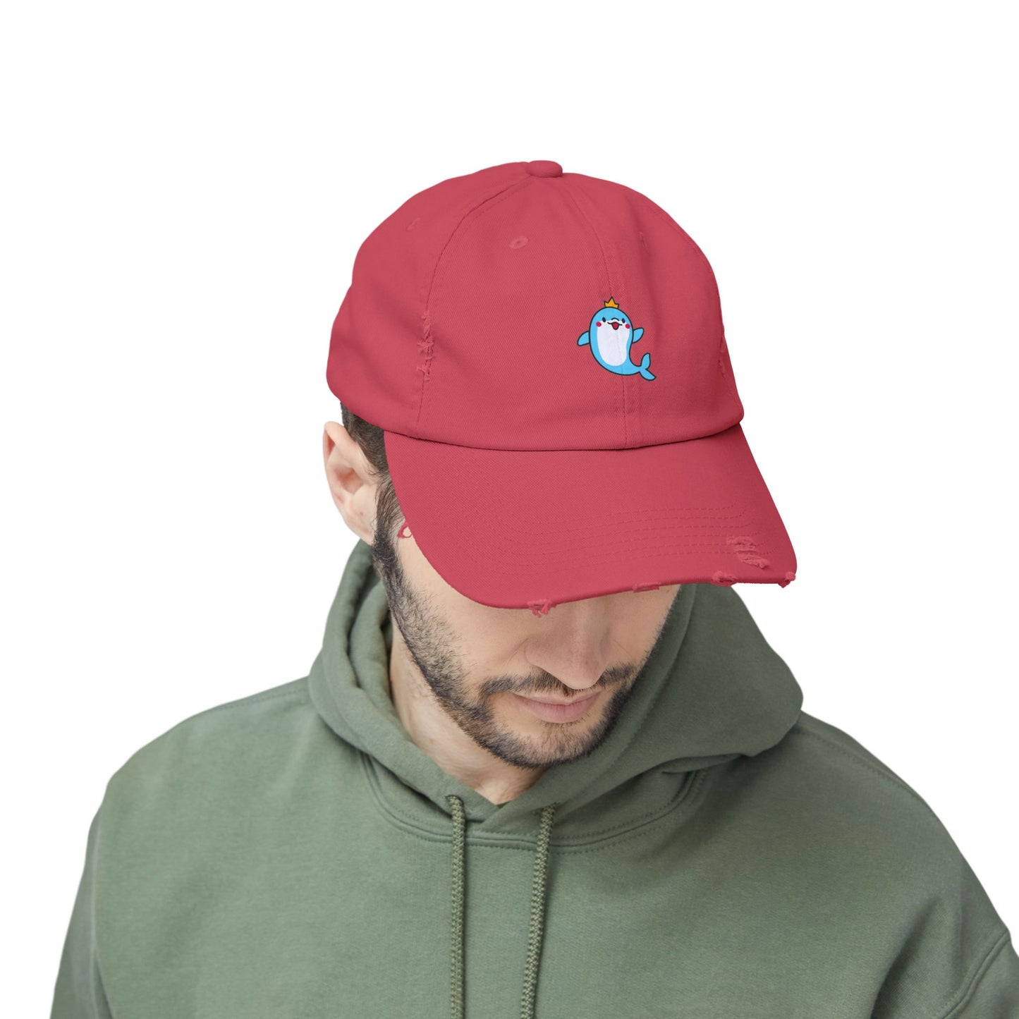 Dolphin Crown Vintage Distressed Dad Hat Unisex Adjustable Cotton Twill Baseball Cap for Casual Everyday Wear