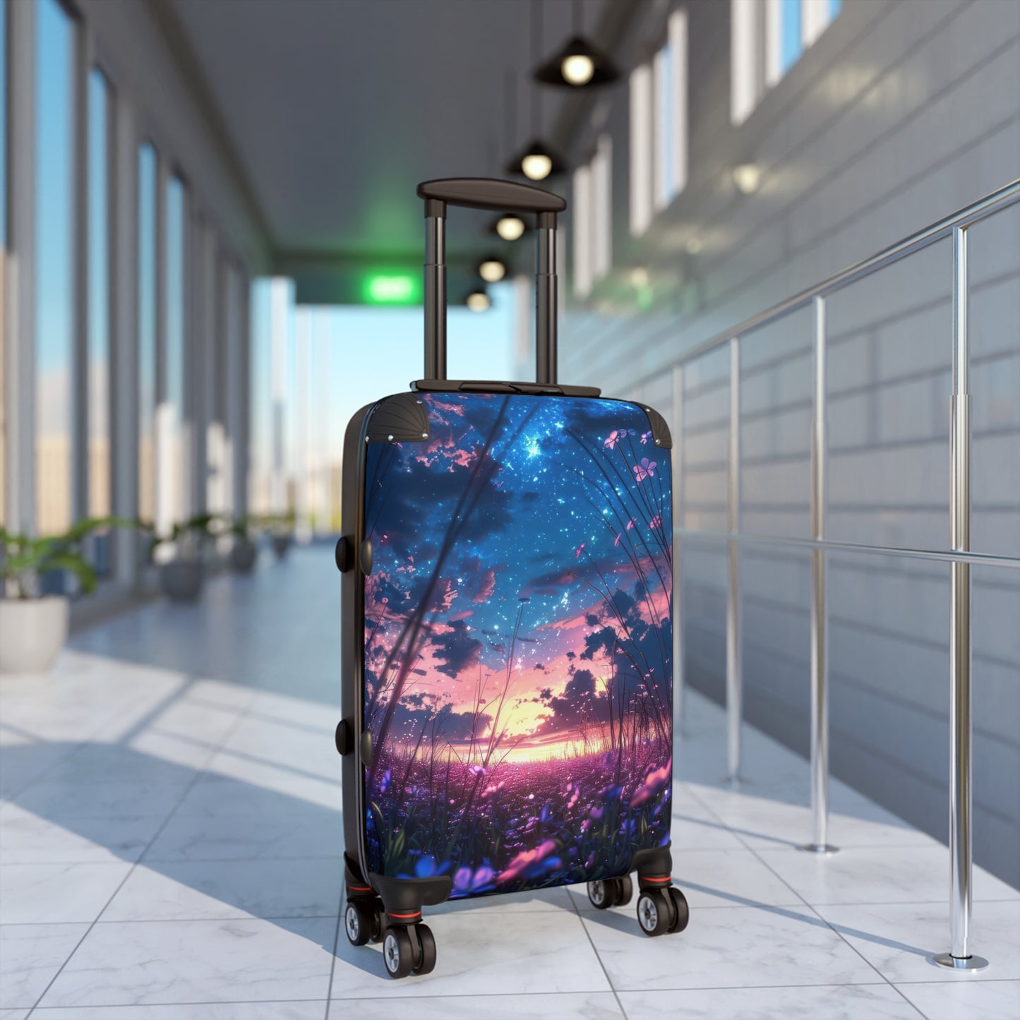 Nature Flowers Floral Vibrant Twilight Scene Art Carry-On Suitcase - Stylish Luggage for Travelers