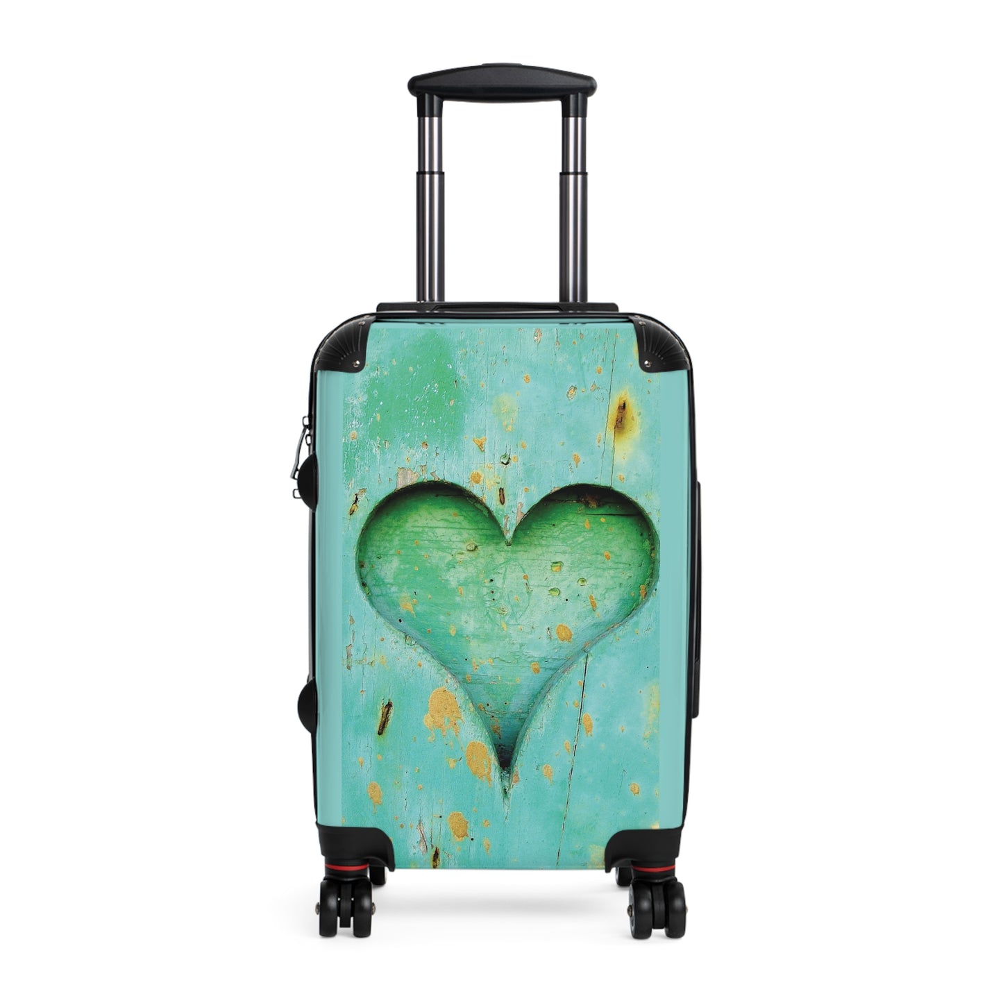 Love Heart Wooden Art Carry-On Suitcase - Stylish Luggage for Travelers