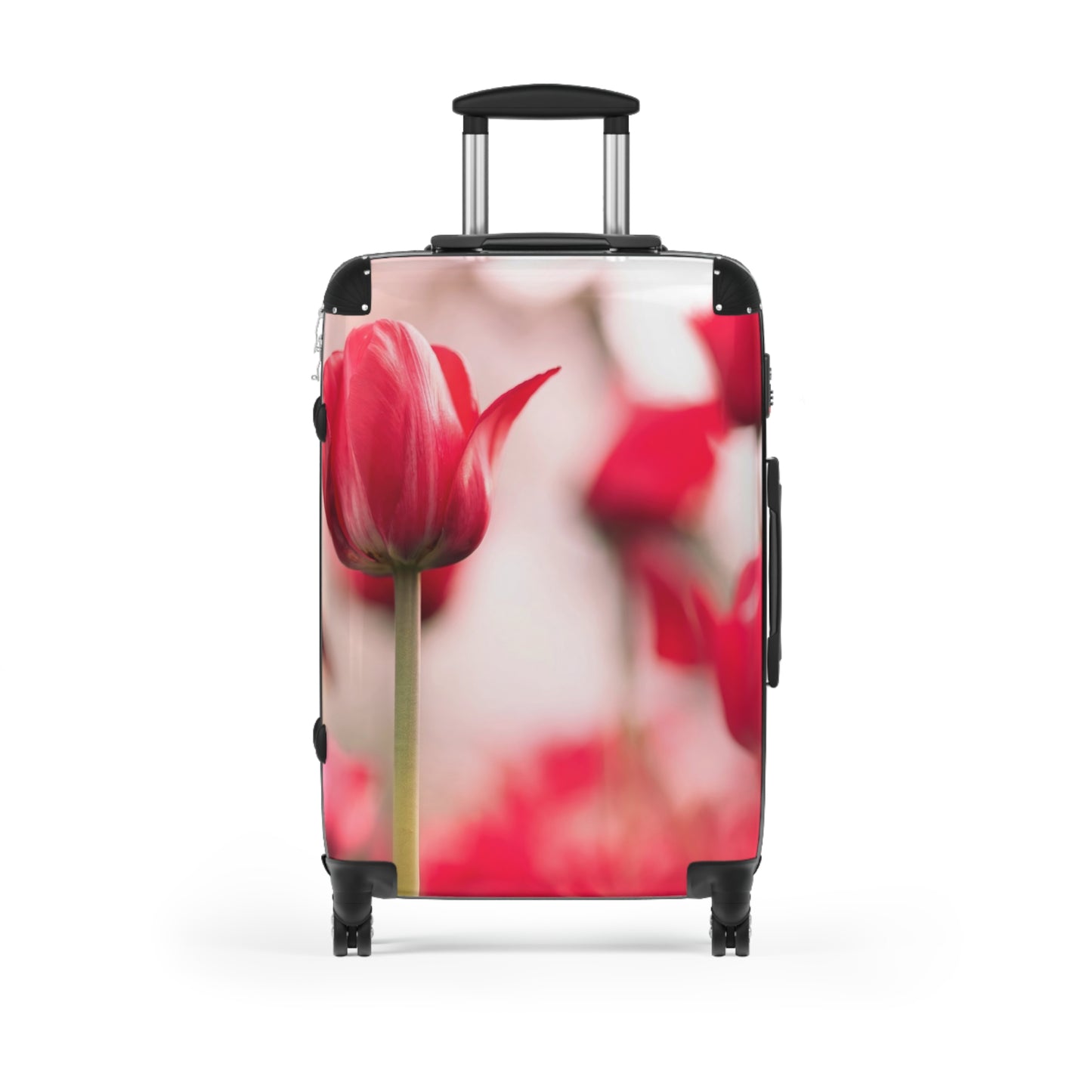 Nature Flowers Floral Field of Red Tulips Art Carry-On Suitcase - Stylish Luggage for Travelers