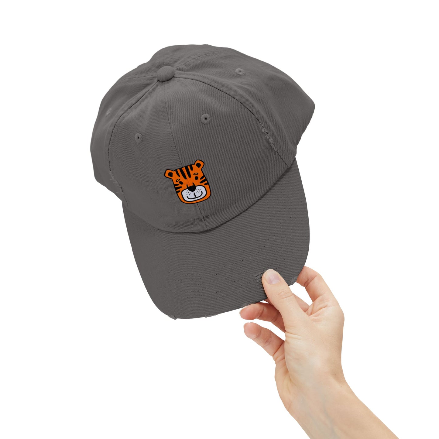 Tiger Orange Vintage Distressed Dad Hat Unisex Adjustable Cotton Twill Baseball Cap for Casual Everyday Wear