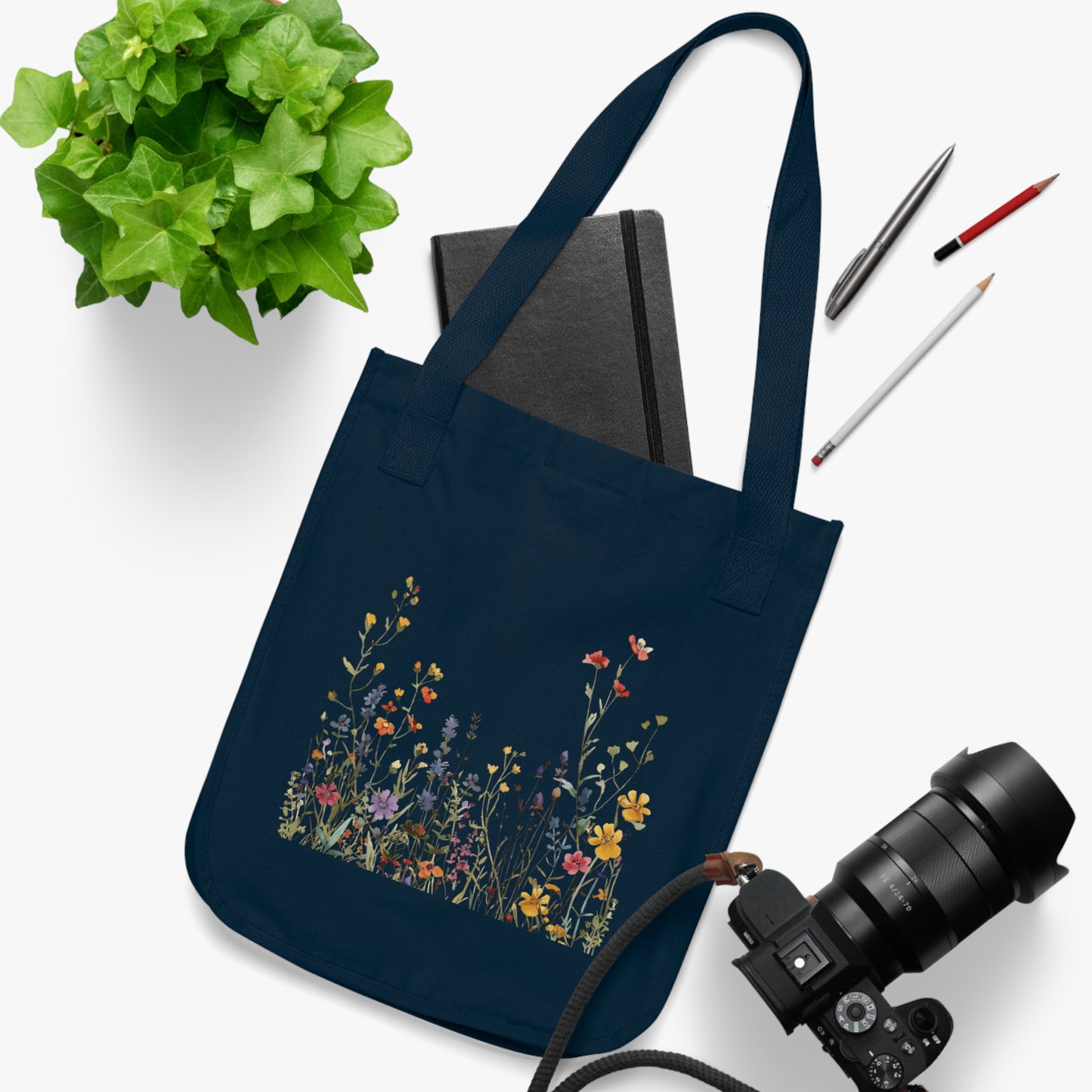 Flowers Background Floral Organic Canvas Tote Bag – Eco-Friendly Shopping & Beach Accessory