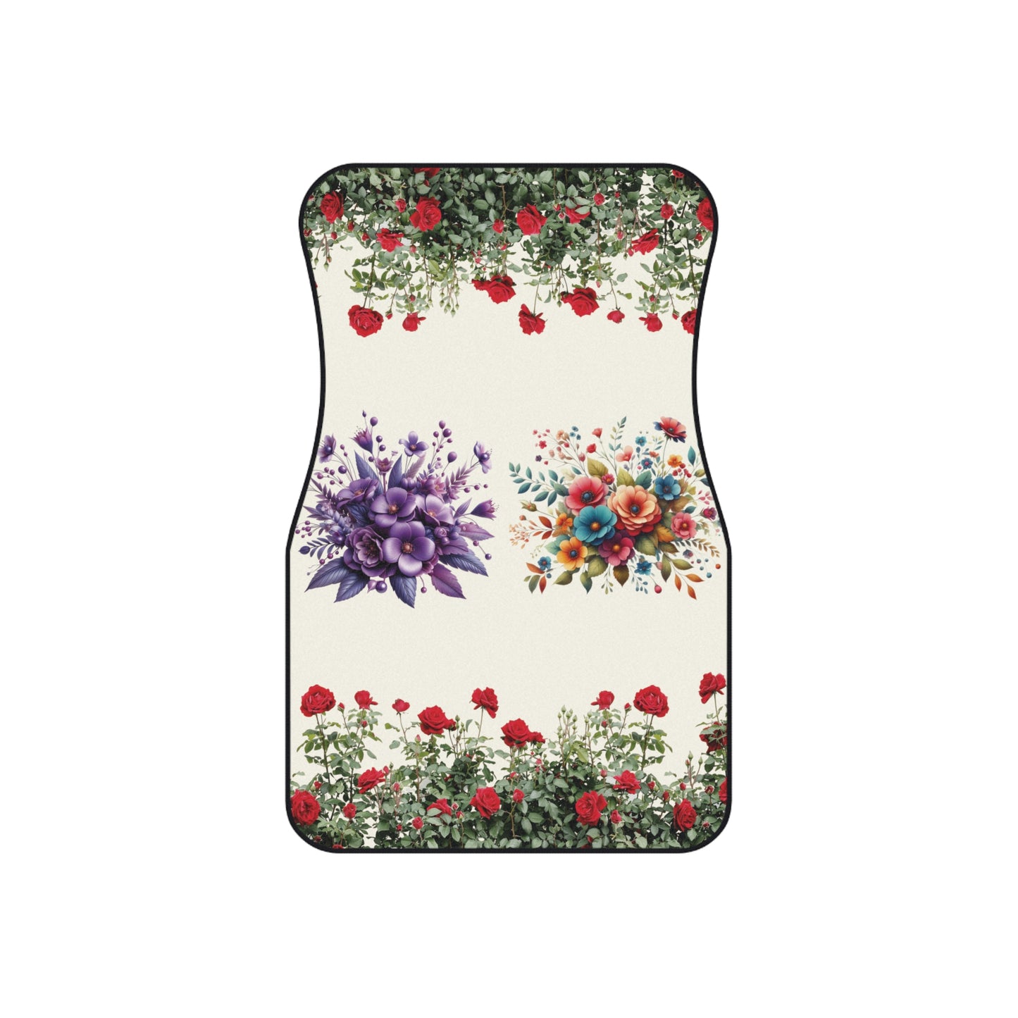 Flowers Purple Beautiful Rose Garden Car Floor Mats – 2-Piece Front Set, Durable & Stylish, Universal Fit