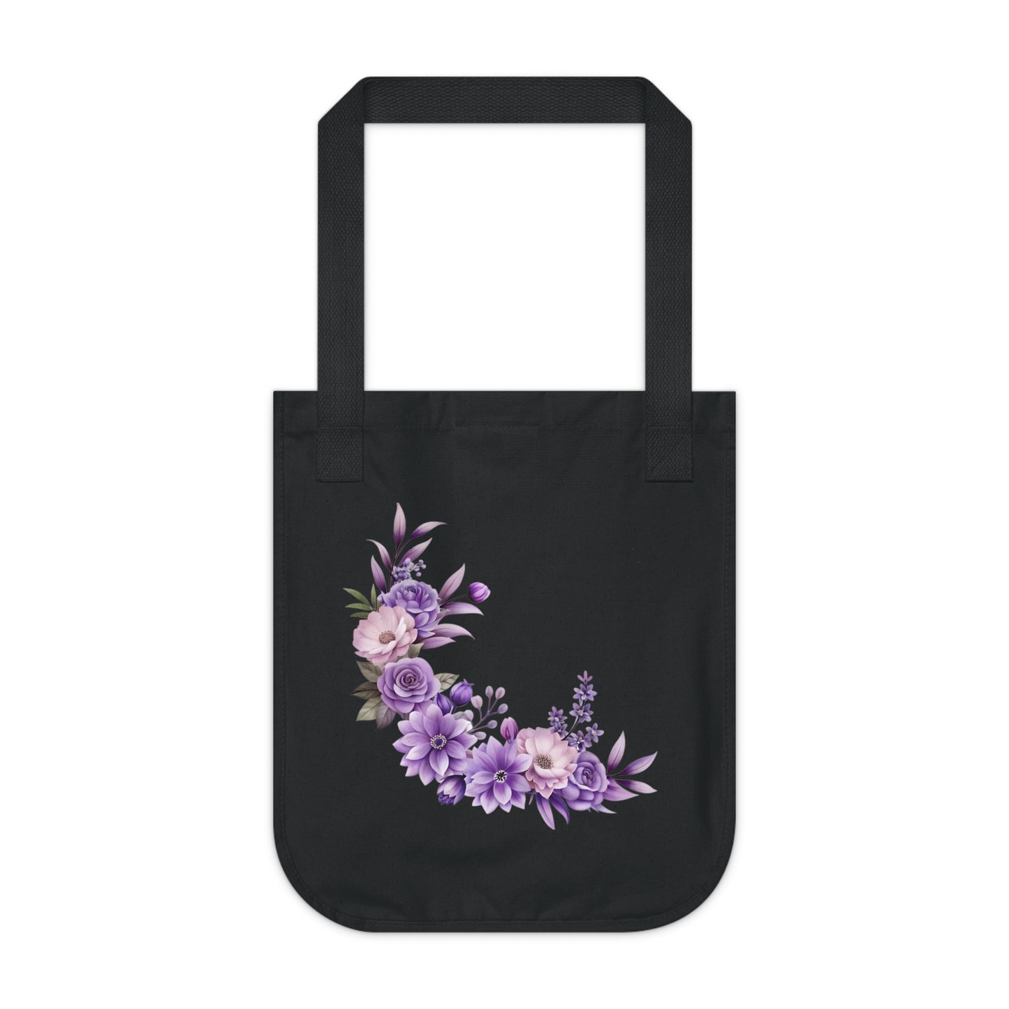 Flowers Purple Floral Organic Canvas Tote Bag - Eco-Friendly Carryall for Everyday Use