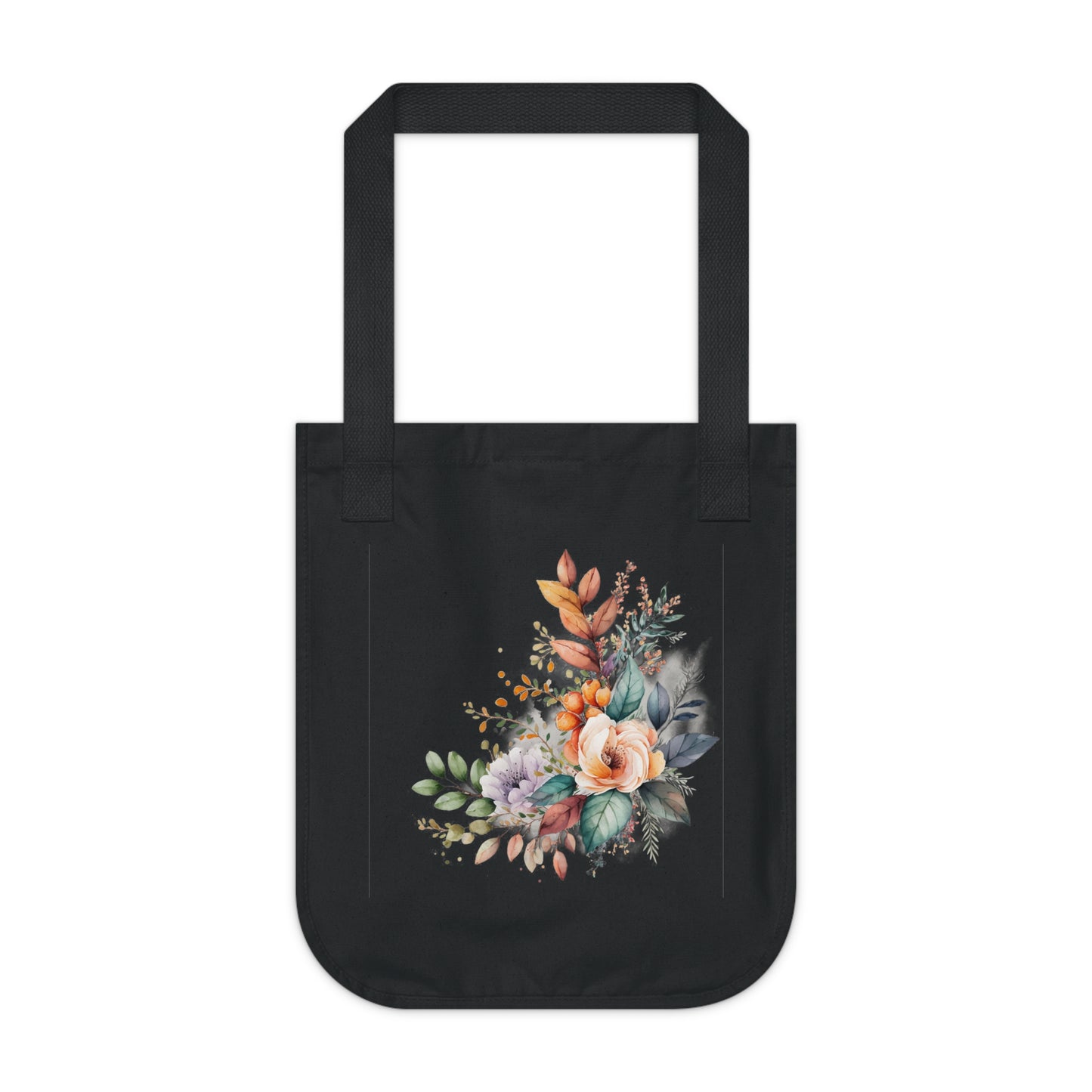 Flowers Watercolor Floral Organic Canvas Tote Bag - Eco-Friendly Carryall for Everyday Use