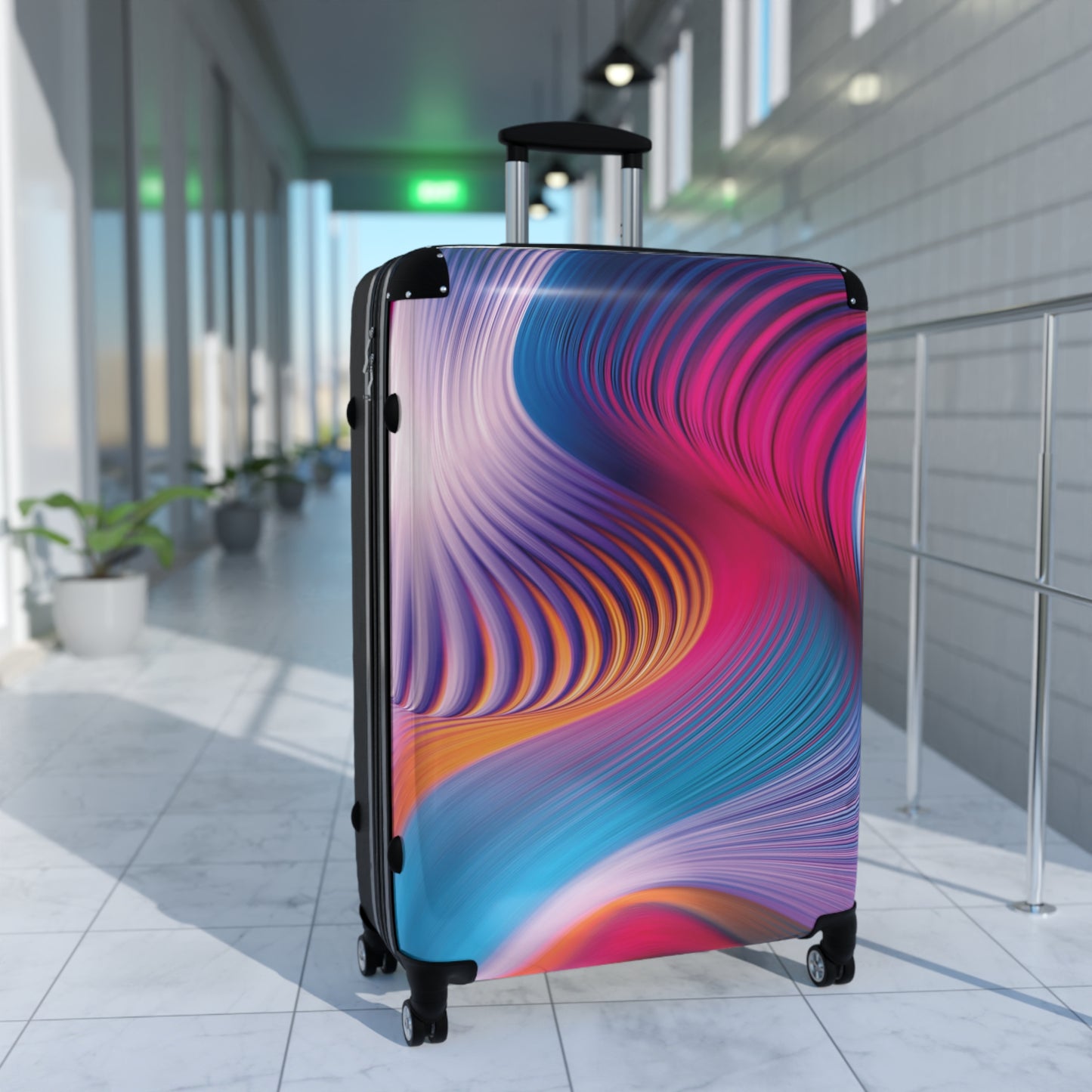 Abstract Moving Wave Carry-On Suitcase - Stylish Luggage for Travelers