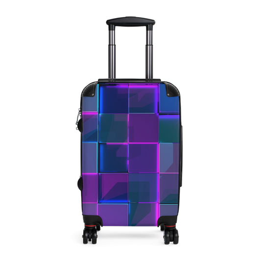 Abstract Neon 3D Geometric Carry-On Suitcase - Stylish Luggage for Travelers