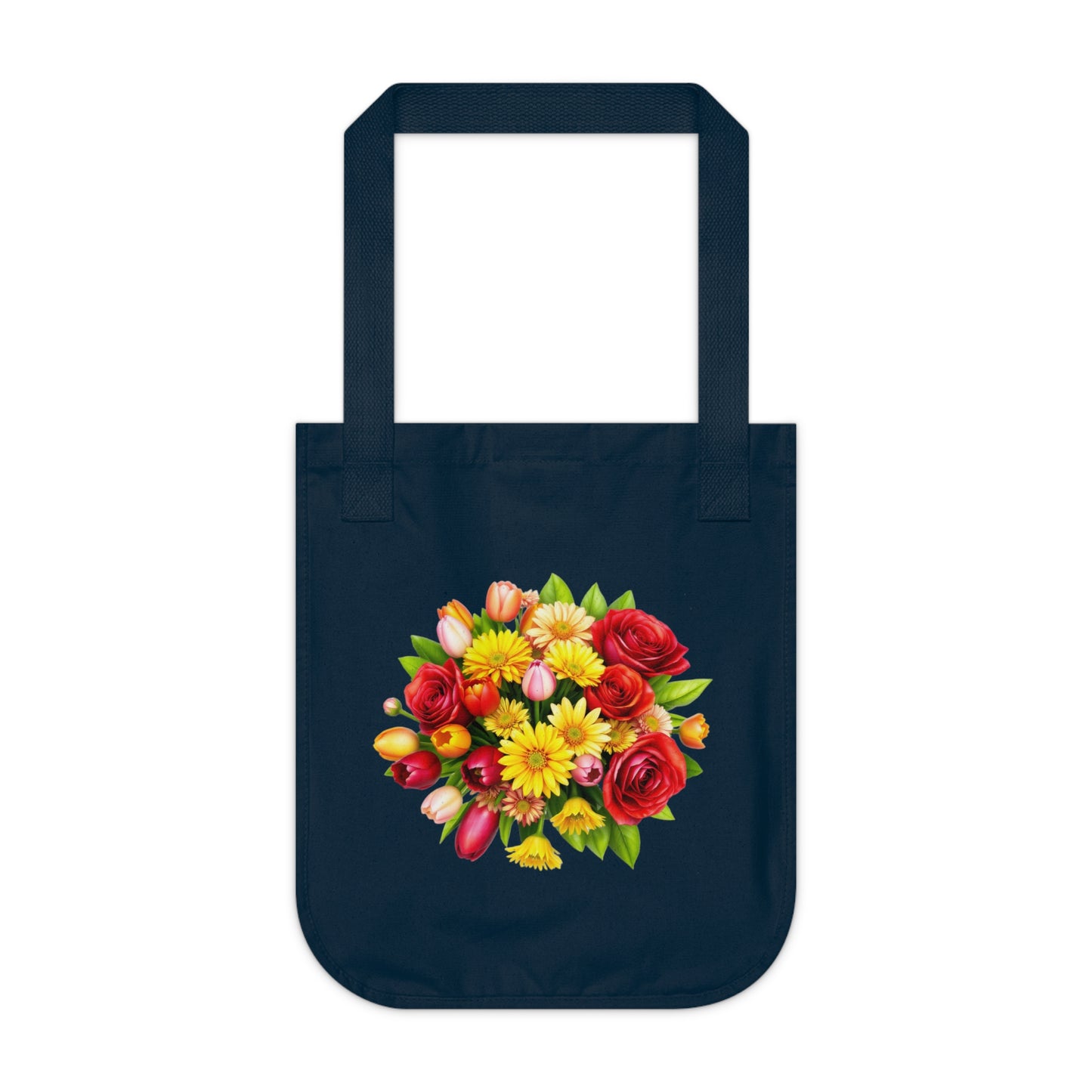 Flowers Circular Bouquet Floral Organic Canvas Tote Bag - Eco-Friendly Carryall for Everyday Use