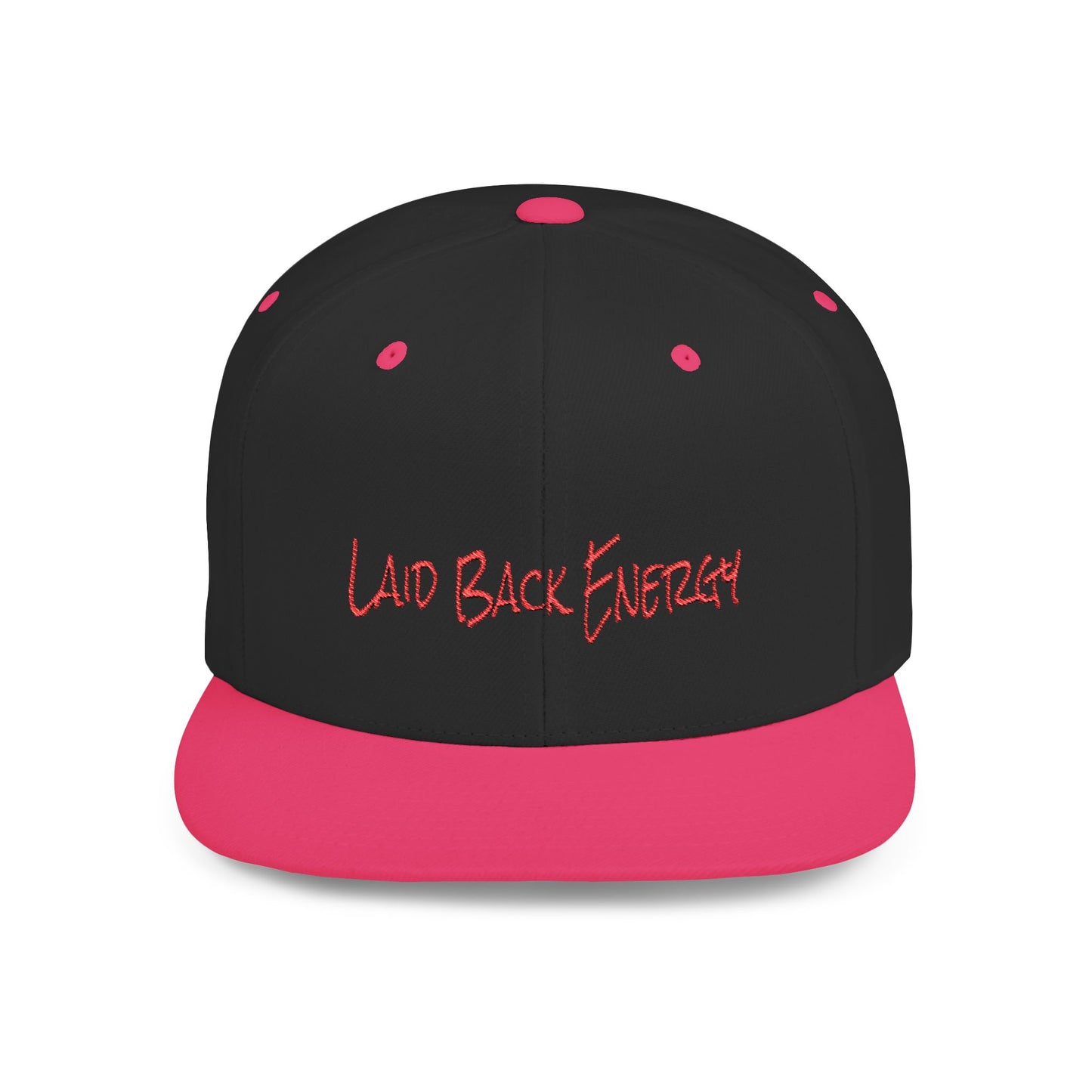Text Laid Back Energy Flat Bill Snapback – Lightweight, Custom Fit, Premium Quality