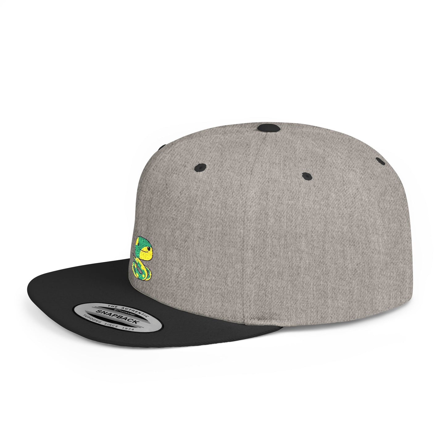 Icons Embroidered Snake Green Yellow Flat Bill Snapback – Lightweight, Custom Fit, Premium Quality