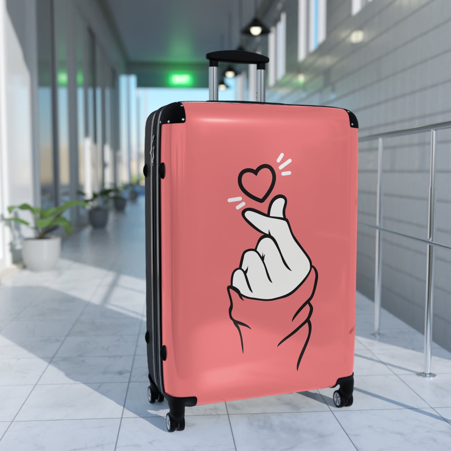 Love Finger Heart Pink Art Carry-On Suitcase - Stylish Luggage for Travelers