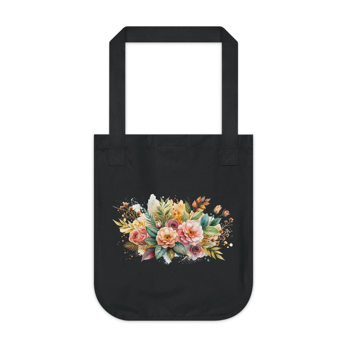 Flowers Watercolor Arrangement Floral Organic Canvas Tote Bag - Eco-Friendly Carryall for Everyday Use