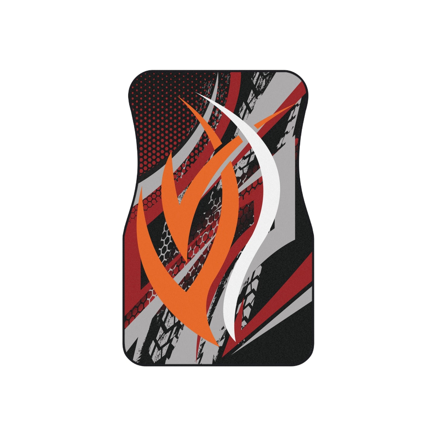 Sport Racing Sport Red Orange Car Floor Mats – 2-Piece Front Set, Durable & Stylish, Universal Fit