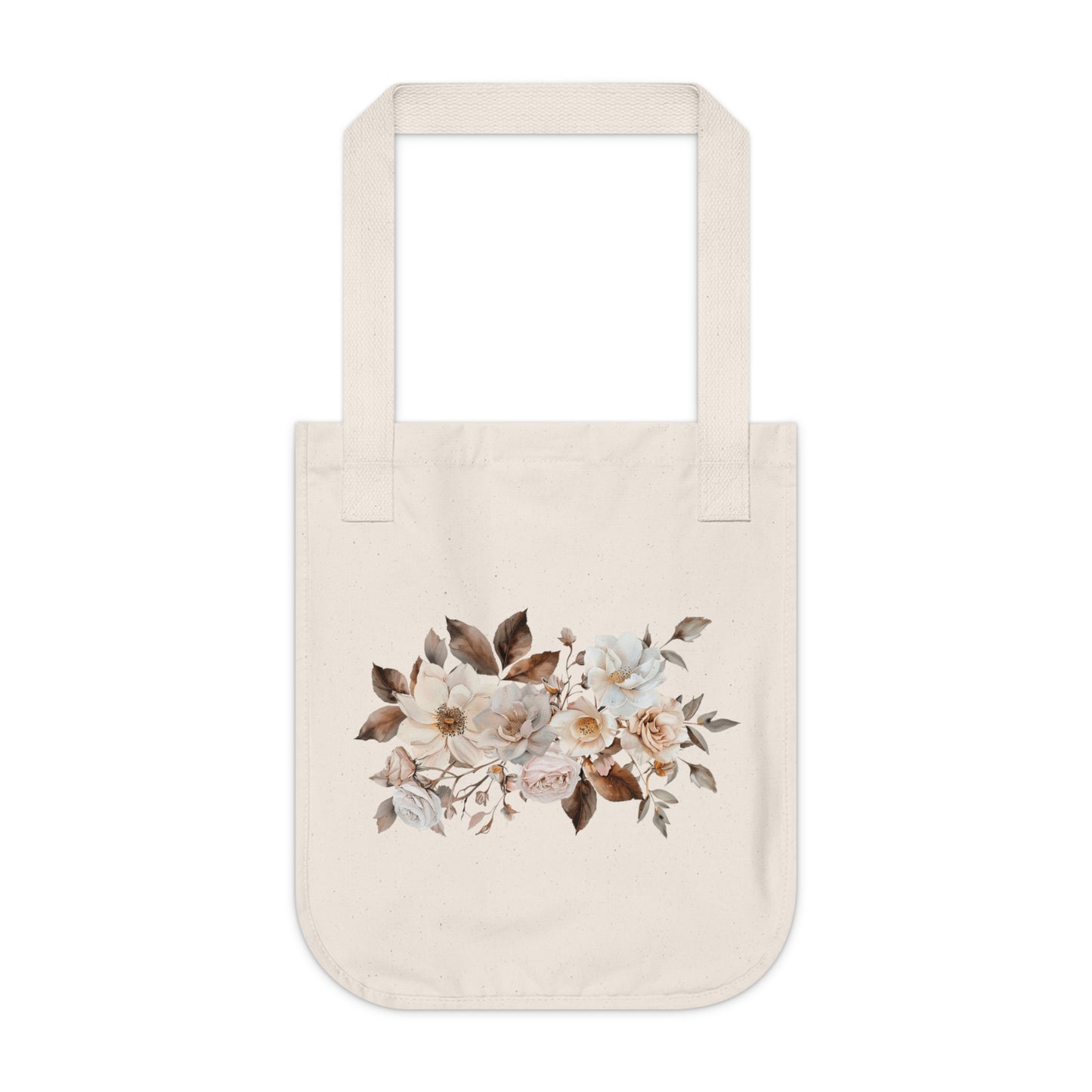 Flowers Angels Floral Organic Canvas Tote Bag - Eco-Friendly Carryall for Everyday Use