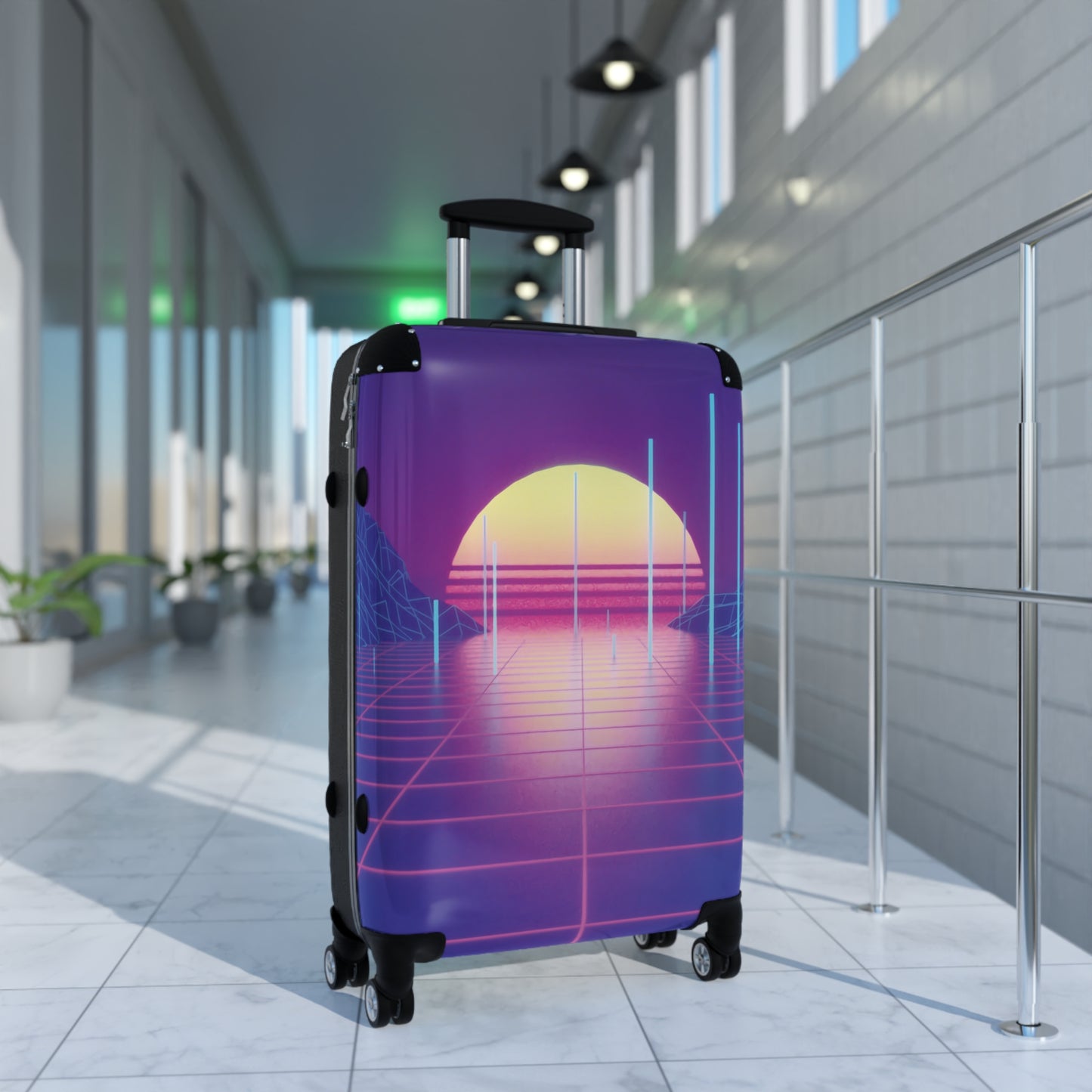Abstract Retrowave Neon Art Carry-On Suitcase - Stylish Luggage for Travelers