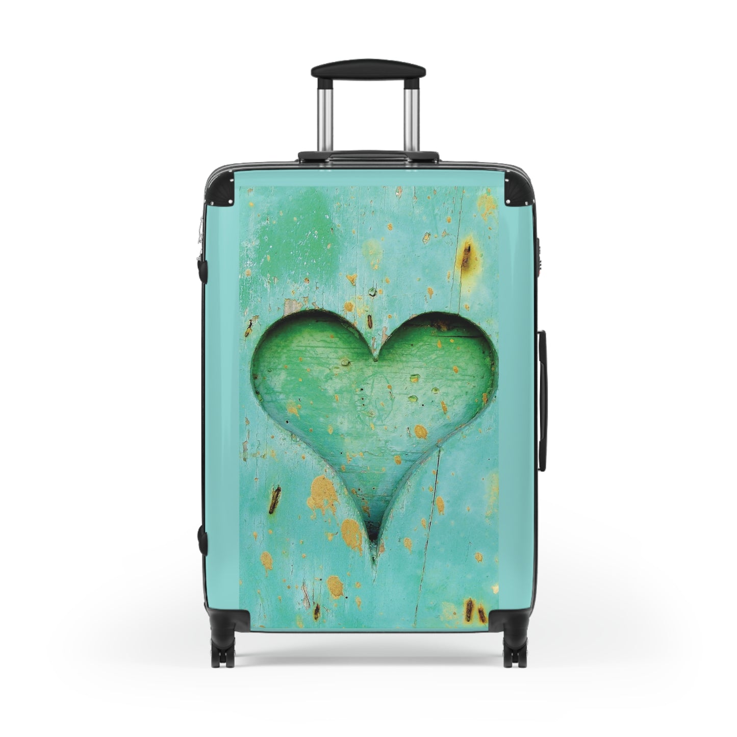 Love Heart Wooden Art Carry-On Suitcase - Stylish Luggage for Travelers