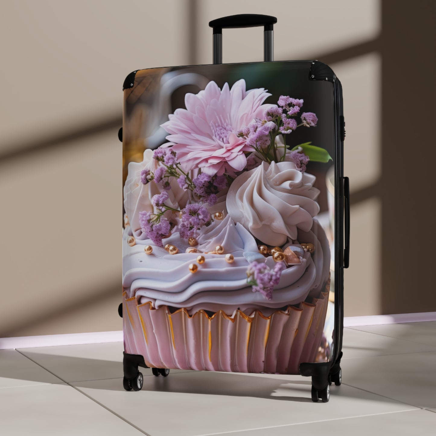 Nature Flowers Floral Pink Cupcake Art Carry-On Suitcase - Stylish Luggage for Travelers