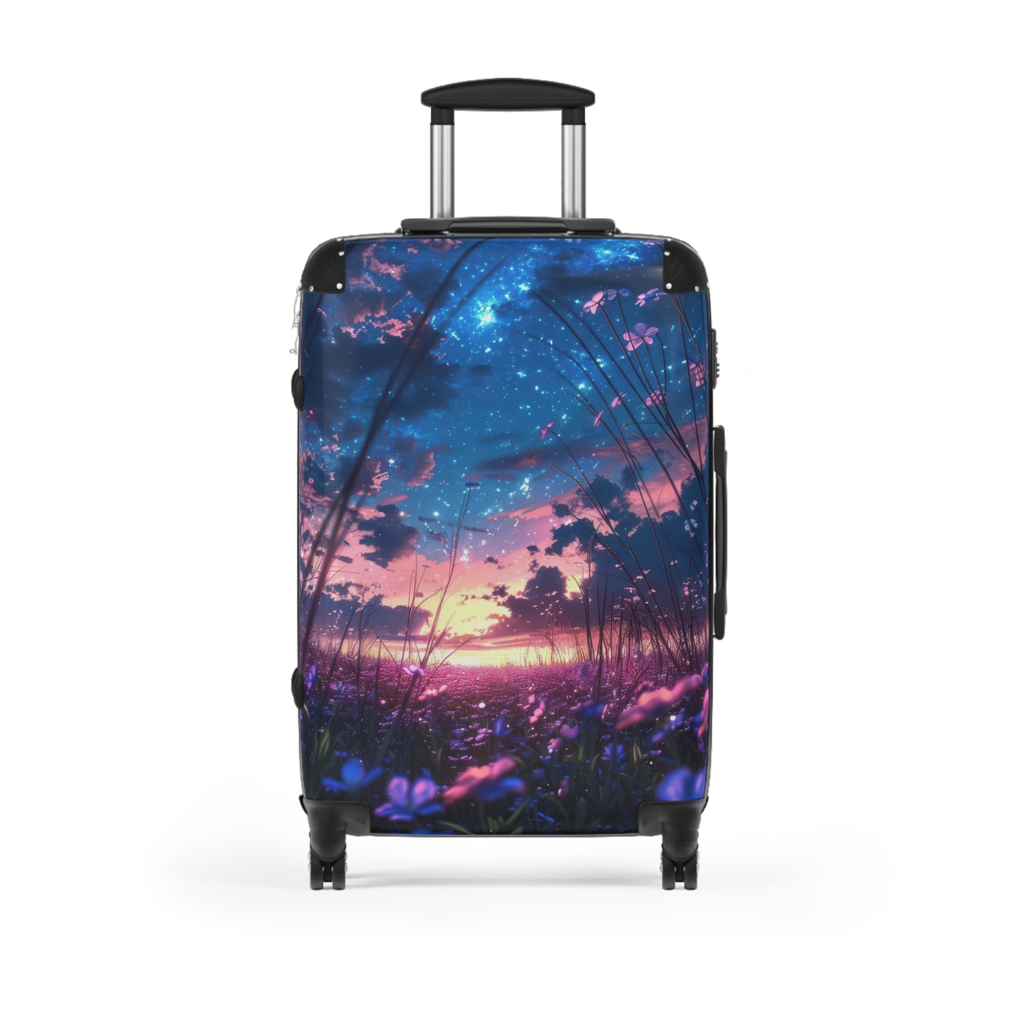Nature Flowers Floral Vibrant Twilight Scene Art Carry-On Suitcase - Stylish Luggage for Travelers