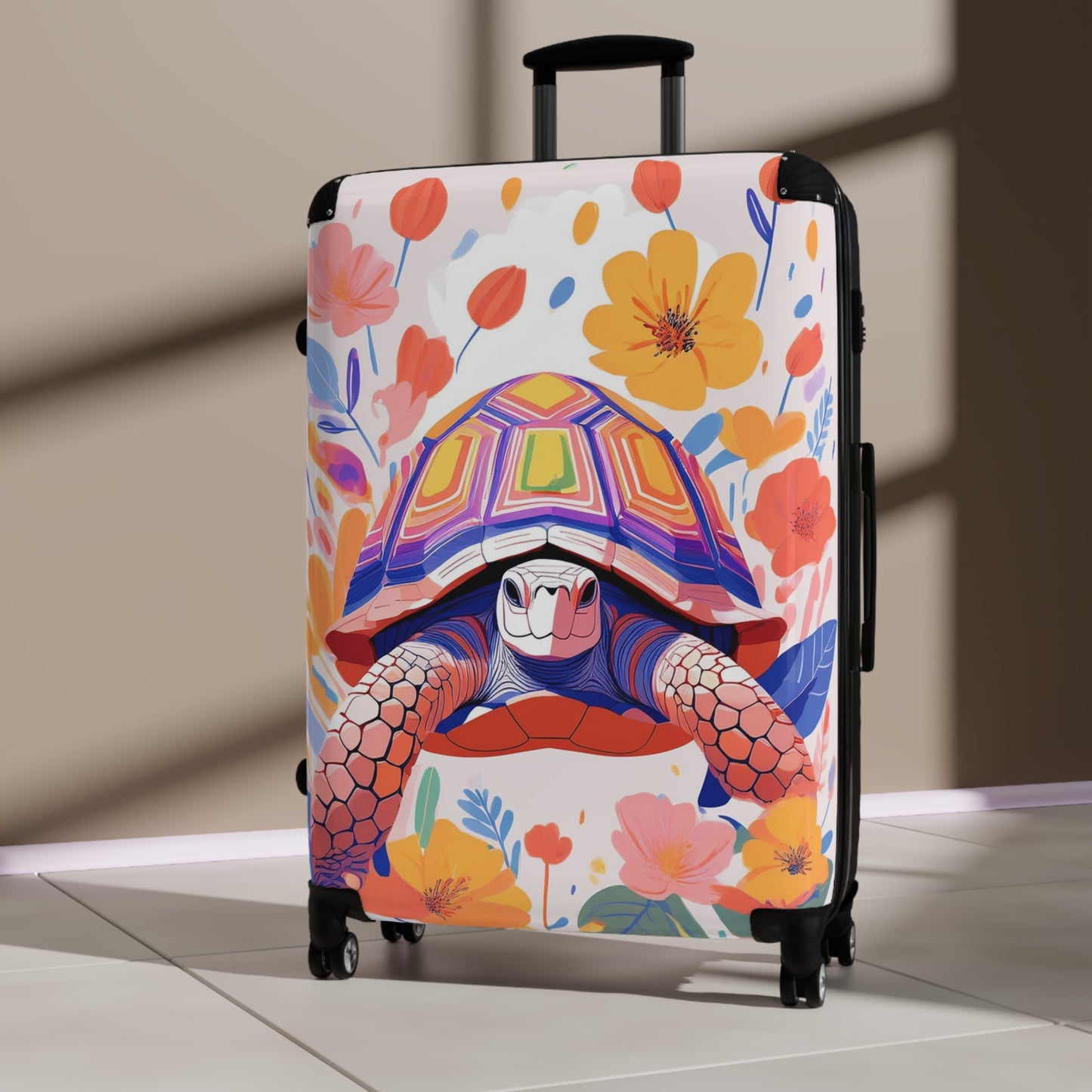 Nature Flowers Floral Colorful Turtle Art Carry-On Suitcase - Stylish Luggage for Travelers