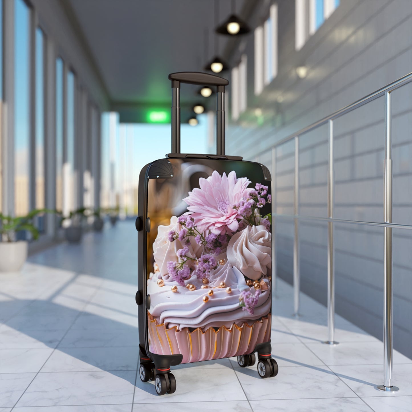 Nature Flowers Floral Pink Cupcake Art Carry-On Suitcase - Stylish Luggage for Travelers