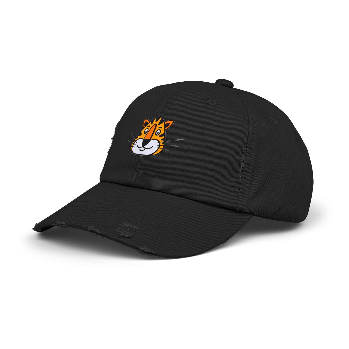 Tiger Face Vintage Distressed Dad Hat Unisex Adjustable Cotton Twill Baseball Cap for Casual Everyday Wear