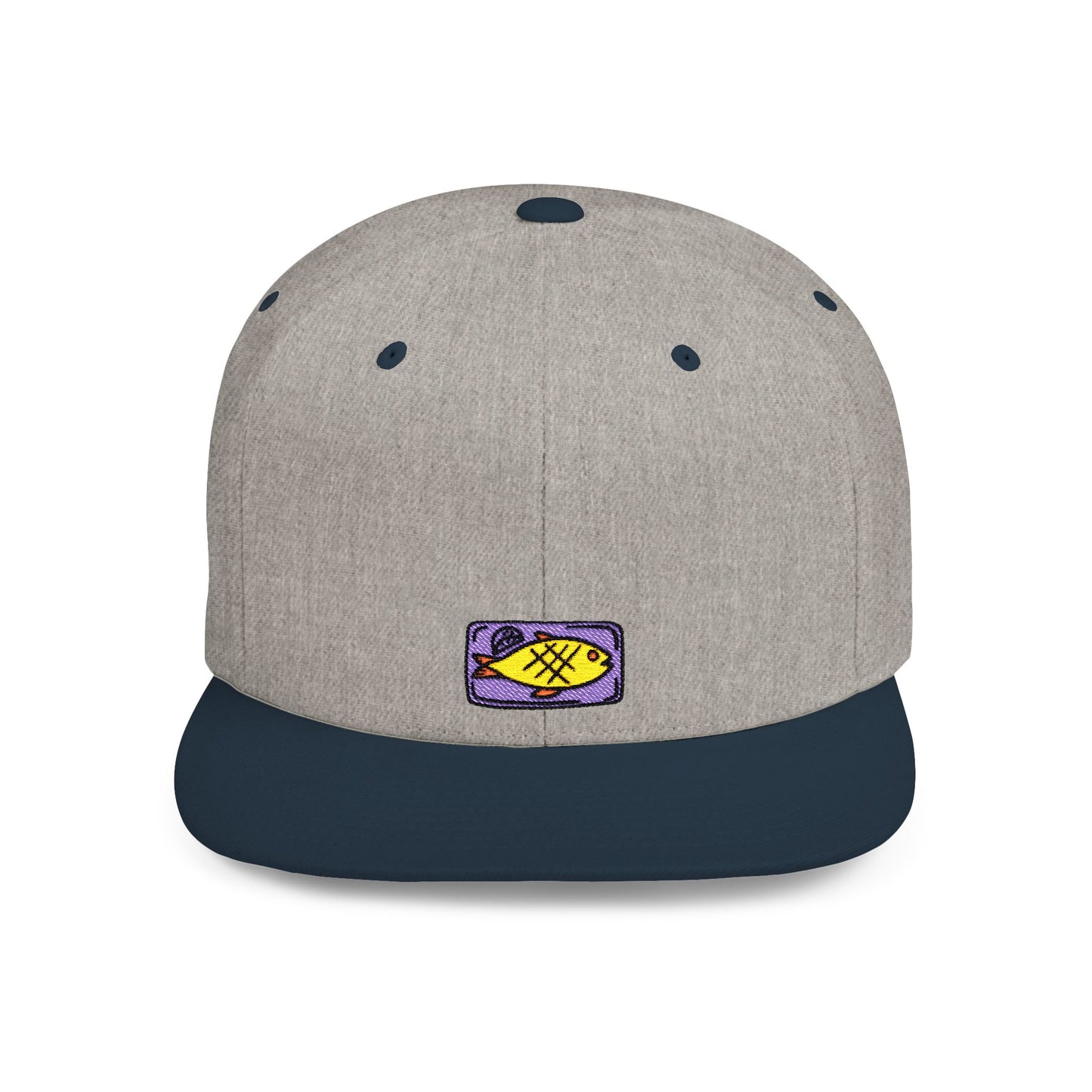 Icons Embroidered Fish Food Flat Bill Snapback – Lightweight, Custom Fit, Premium Quality