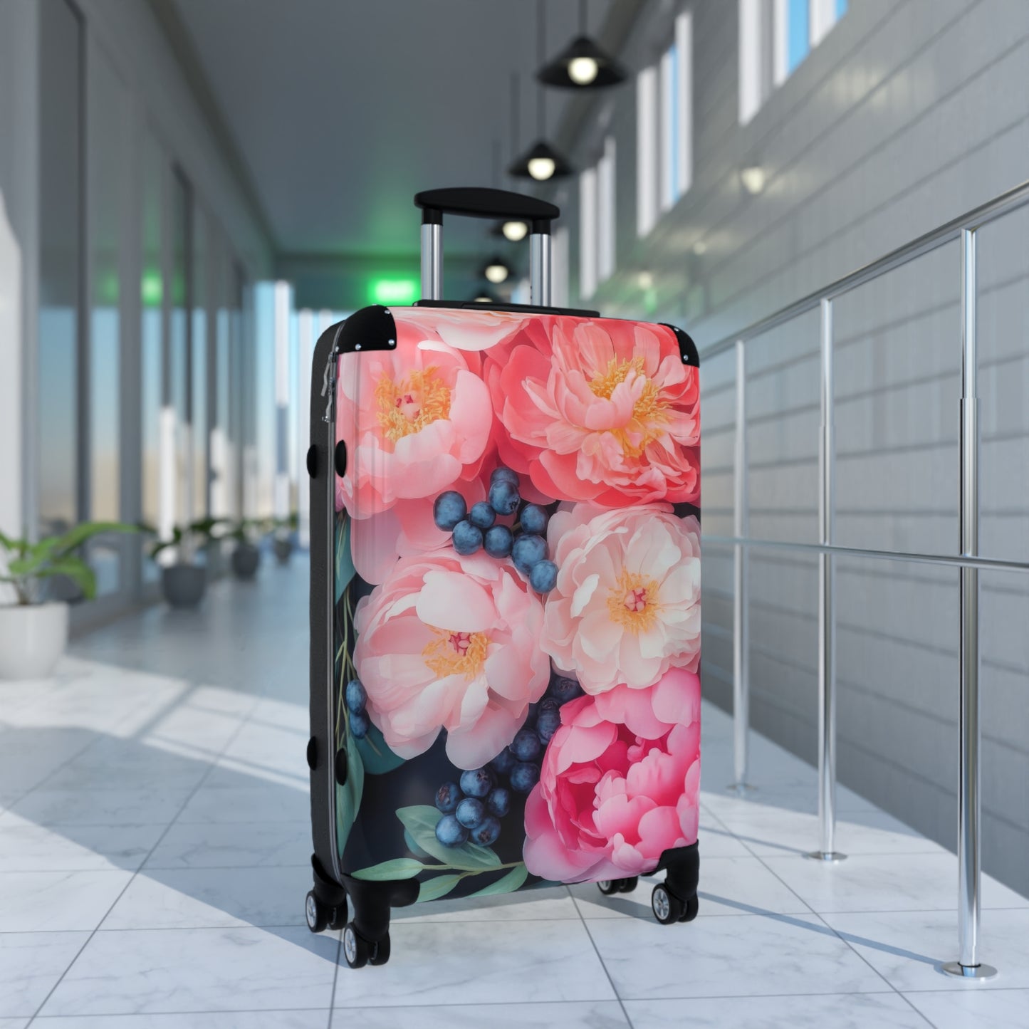 Nature Flowers Floral Pink and Red Painting Art Carry-On Suitcase - Stylish Luggage for Travelers