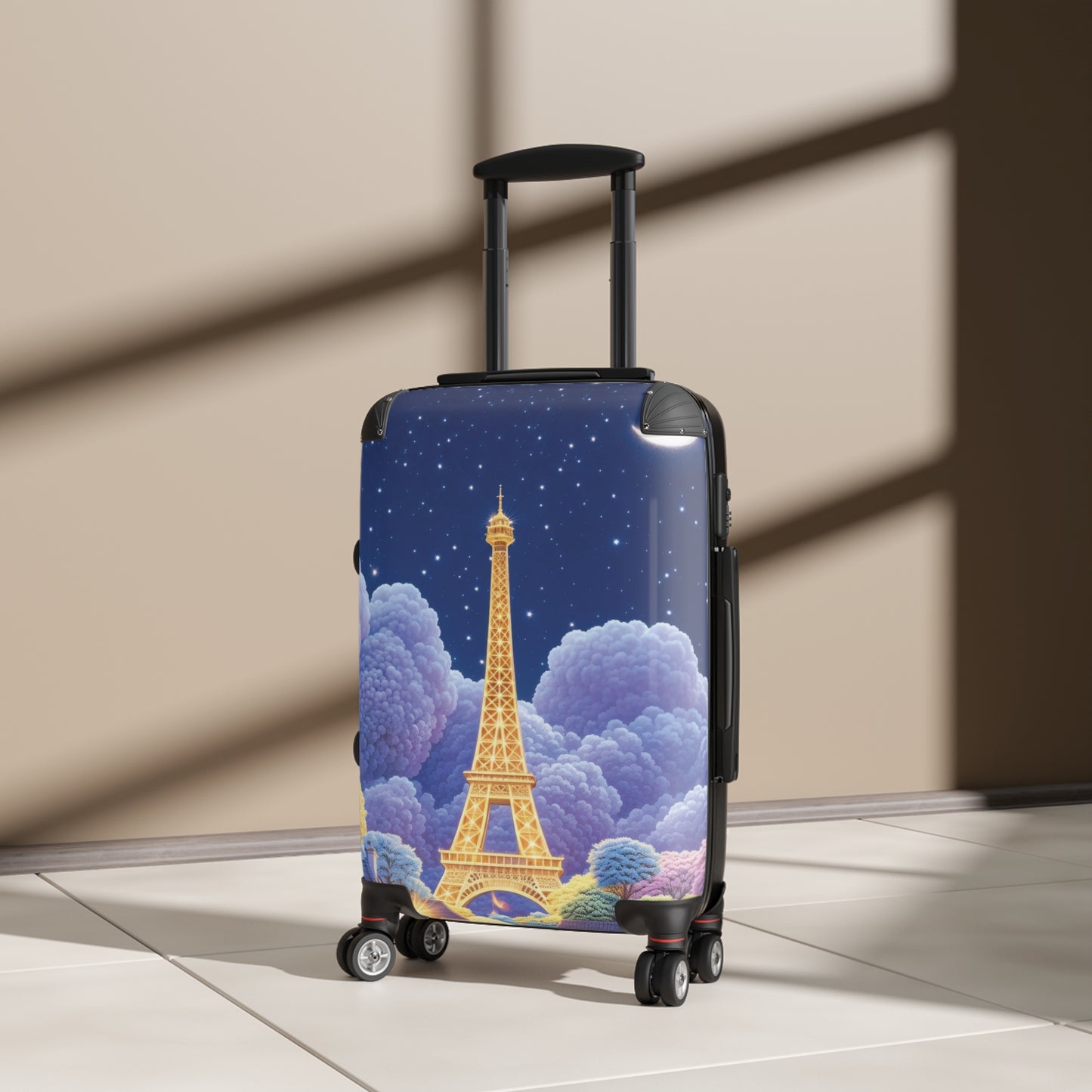 Art Cat Eiffel Tower Dreamy Carry-On Suitcase - Stylish Luggage for Travelers