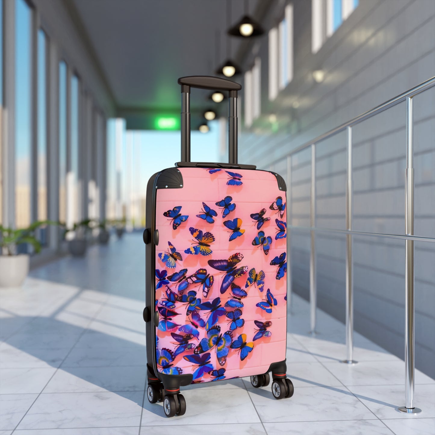 Nature Butterflies Blue Pink Art Carry-On Suitcase - Stylish Luggage for Travelers