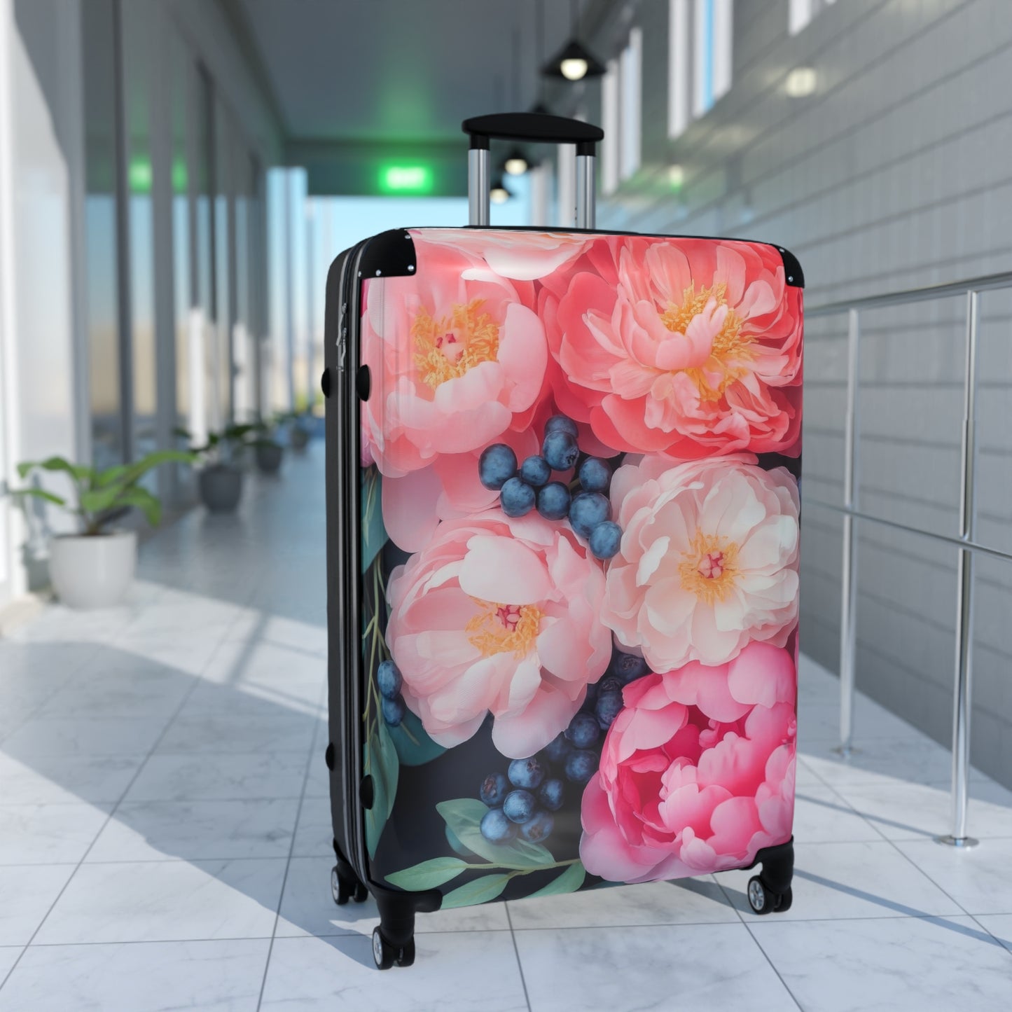 Nature Flowers Floral Pink and Red Painting Art Carry-On Suitcase - Stylish Luggage for Travelers