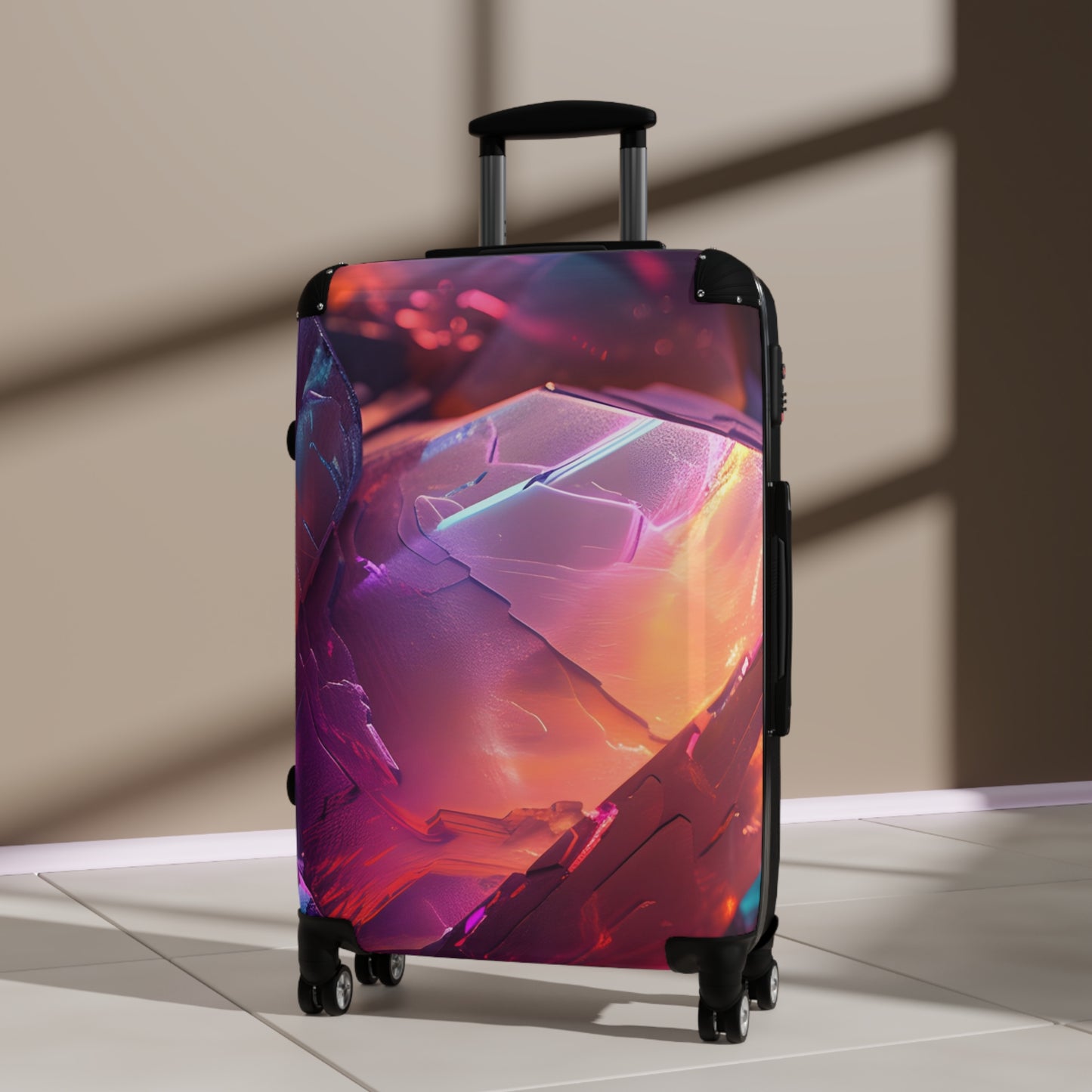 Abstract Gemstone Crystals Art Carry-On Suitcase - Stylish Luggage for Travelers