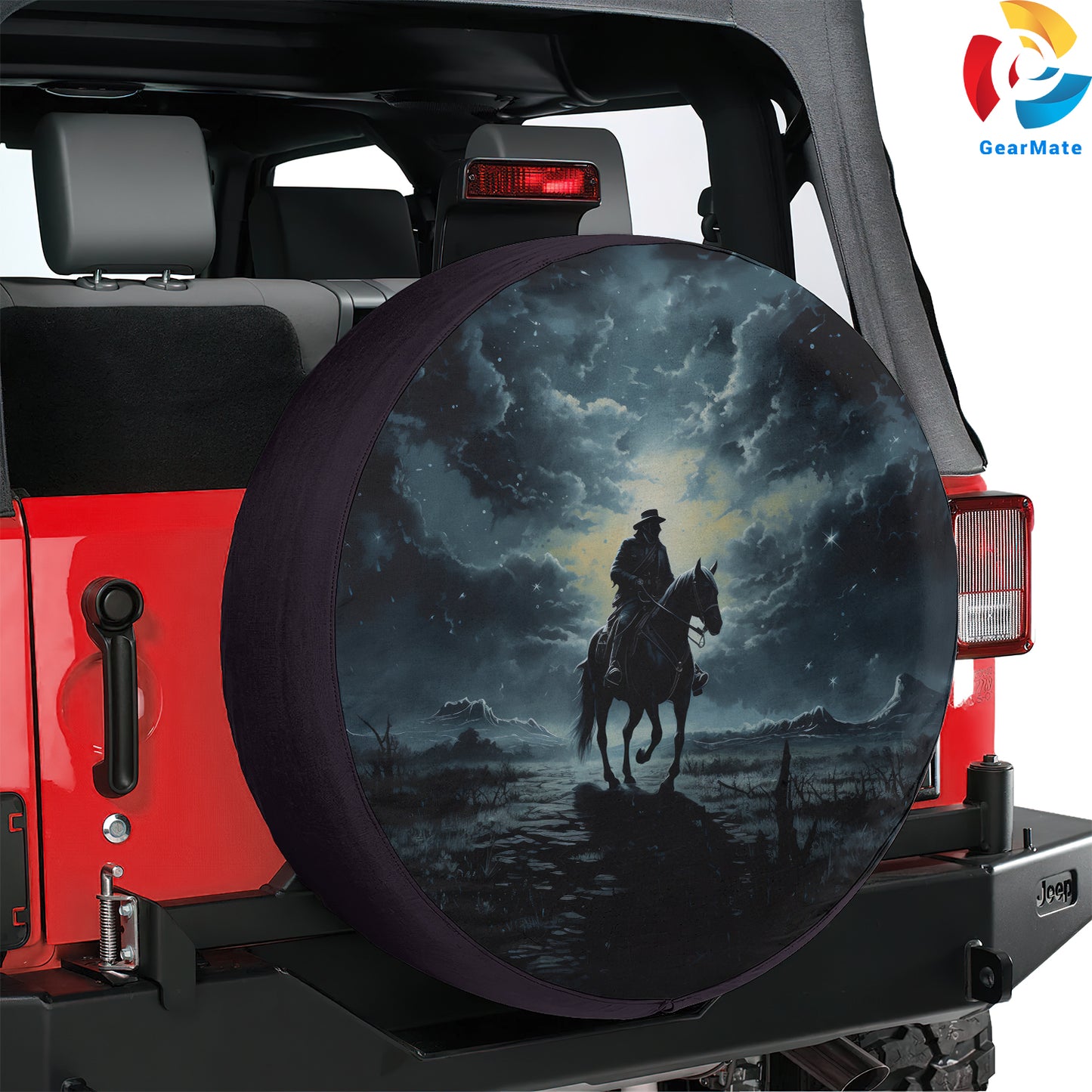 Cowboy Horse Night Spare Tire Cover – Premium Waterproof UV Resistant Protector